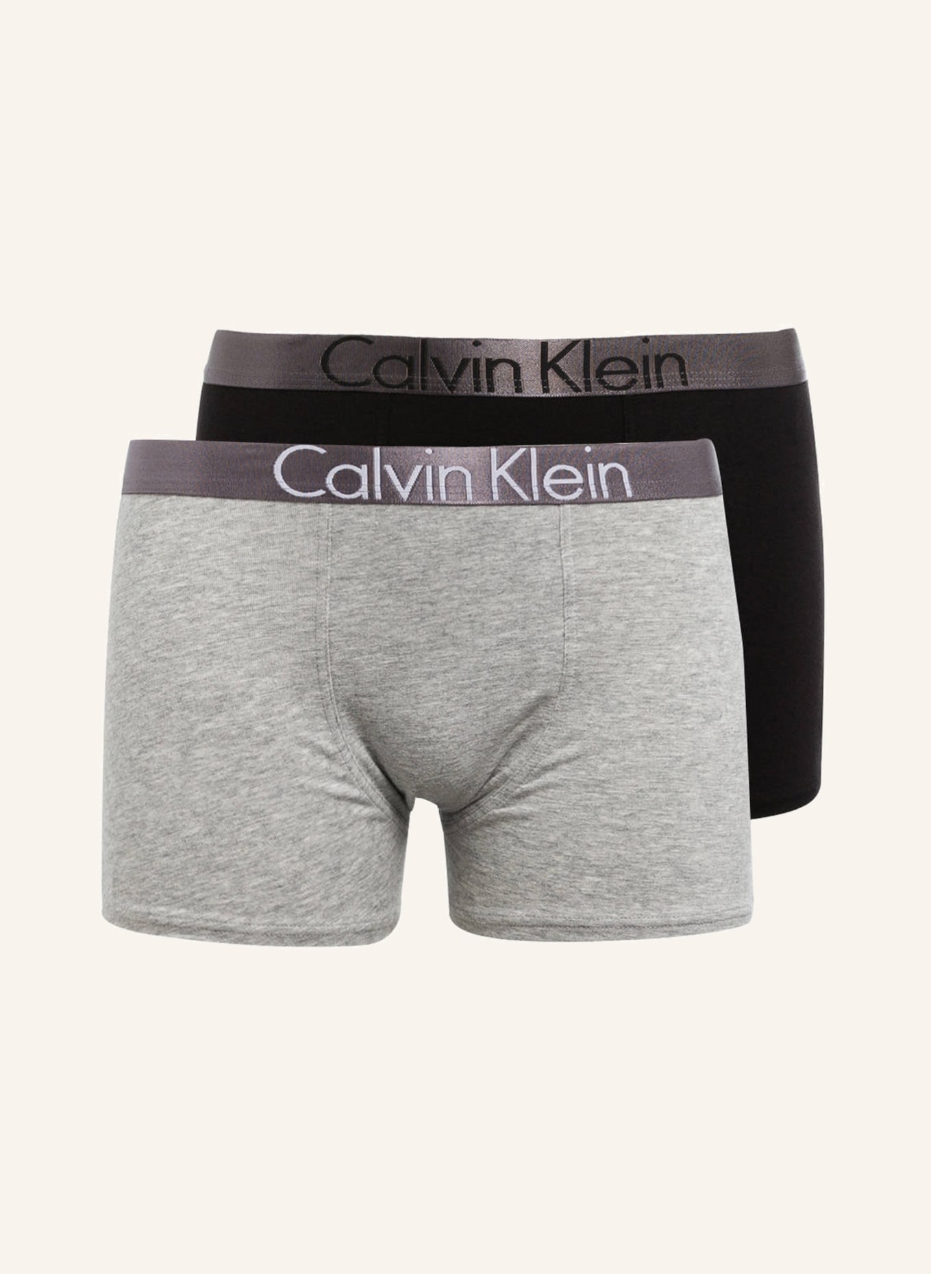 Calvin Klein 2er-Pack Boxershorts CUSTOMIZED STRETCH, Farbe: GRAU/ SCHWARZ (Bild 1)