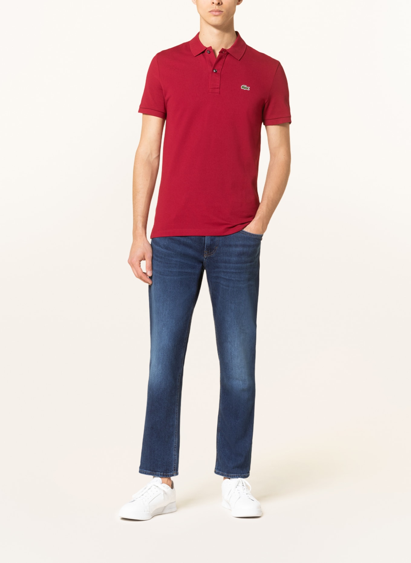 LACOSTE Piqué-Poloshirt Slim Fit, Farbe: DUNKELROT (Bild 2)