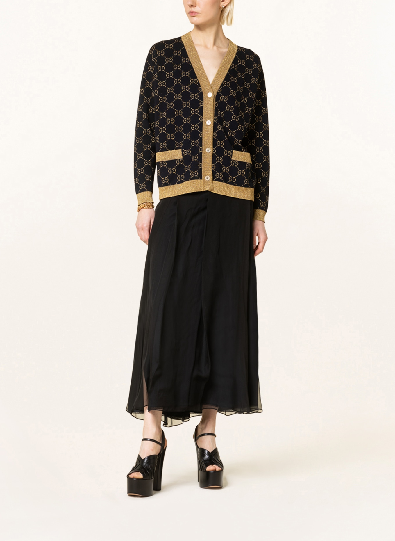 GUCCI Cardigan GG with glitter thread, Color: DARK BLUE/ GOLD (Image 2)