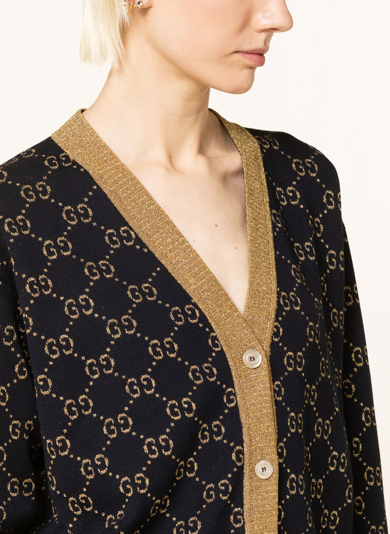 GUCCI Cardigan GG with glitter thread, Color: DARK BLUE/ GOLD (Image 4)