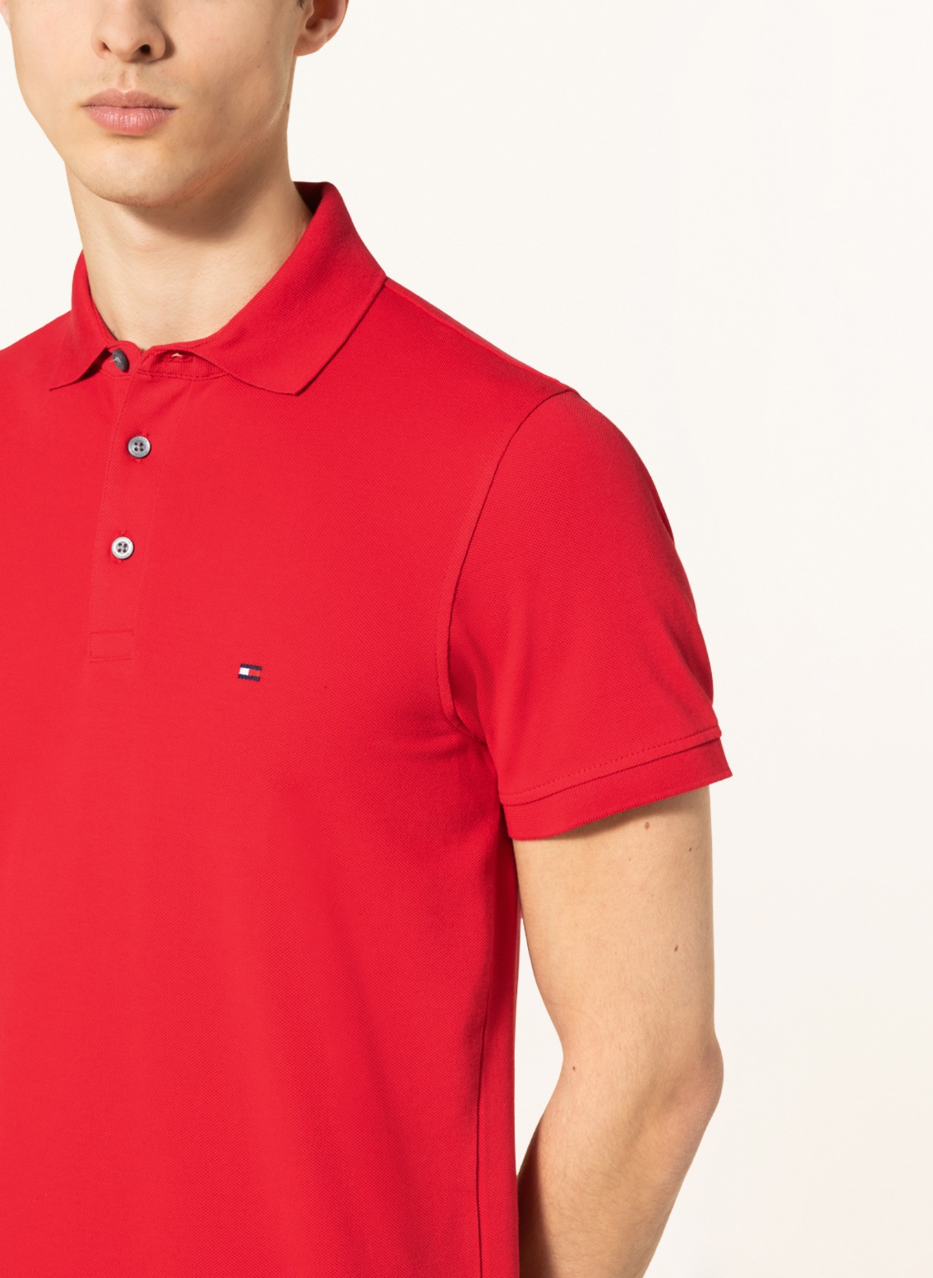 TOMMY HILFIGER Piqué-Poloshirt Slim Fit, Farbe: ROT (Bild 5)