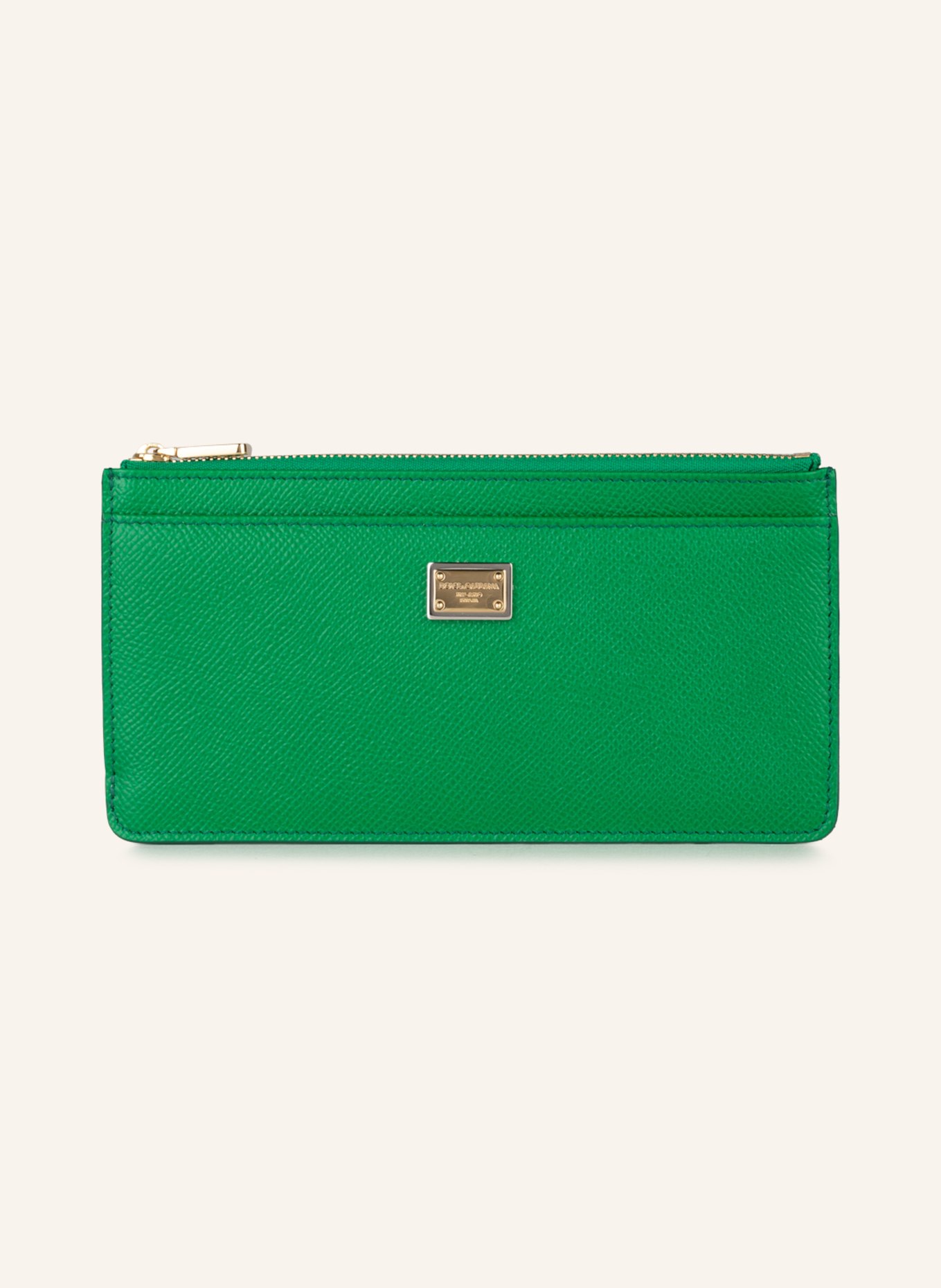 DOLCE & GABBANA Card case with coin compartment, Color: GREEN (Image 1)