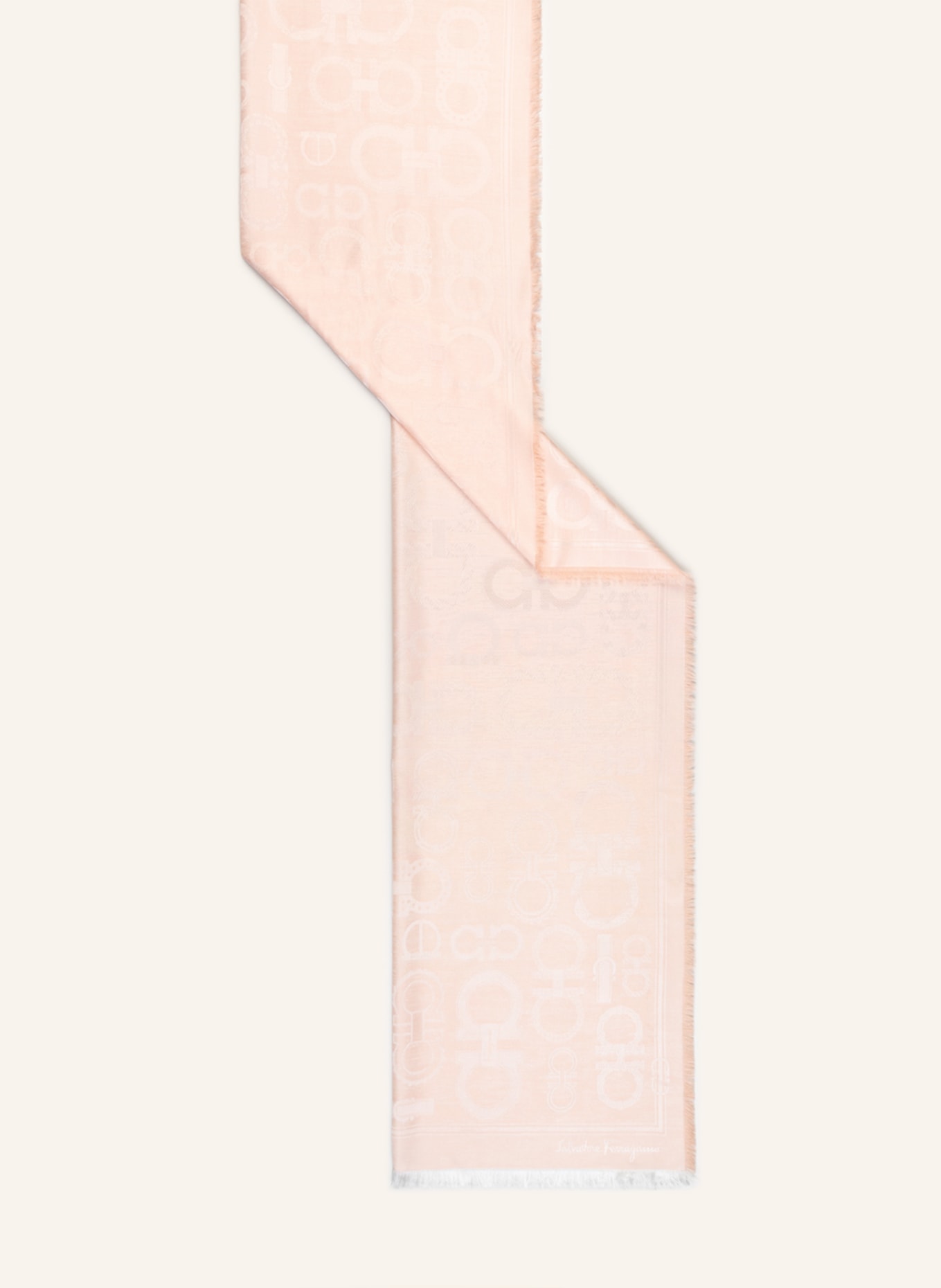 FERRAGAMO Šála FIBBIE s hedvábím a kašmírem, Barva: NUDE (Obrázek 2)