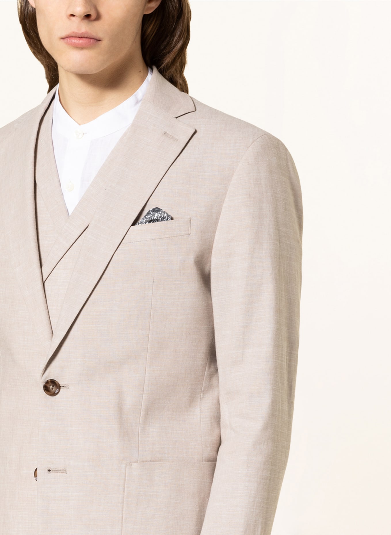 PAUL Tailored jacket slim fit with linen, Color: 003 Light Beige (Image 6)