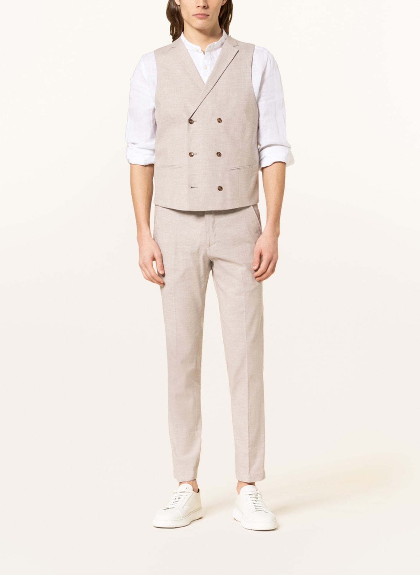 PAUL Suit vest slim fit with linen, Color: 003 Light Beige (Image 3)