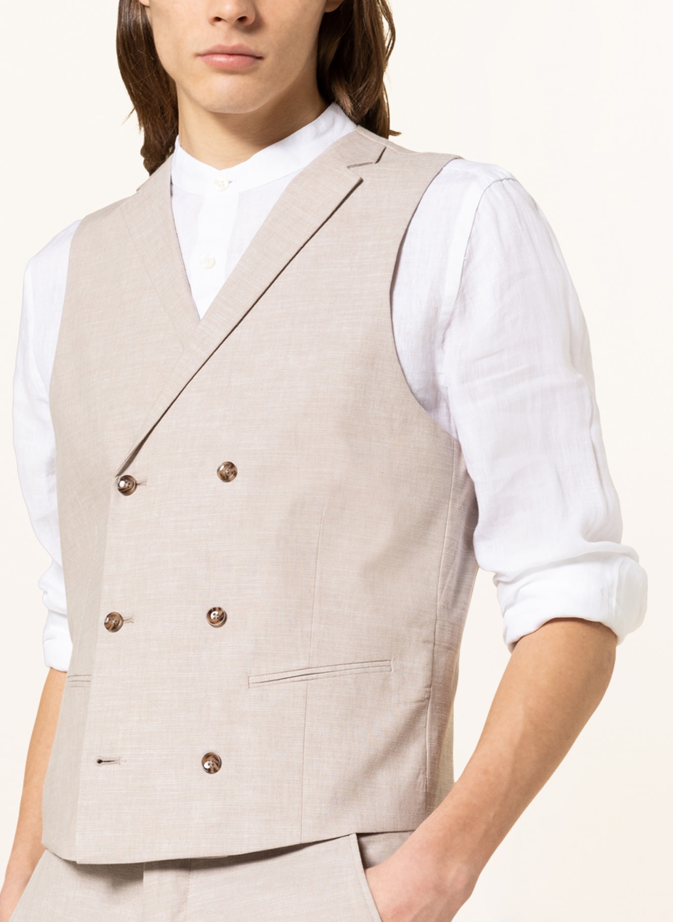PAUL Suit vest slim fit with linen, Color: 003 Light Beige (Image 5)