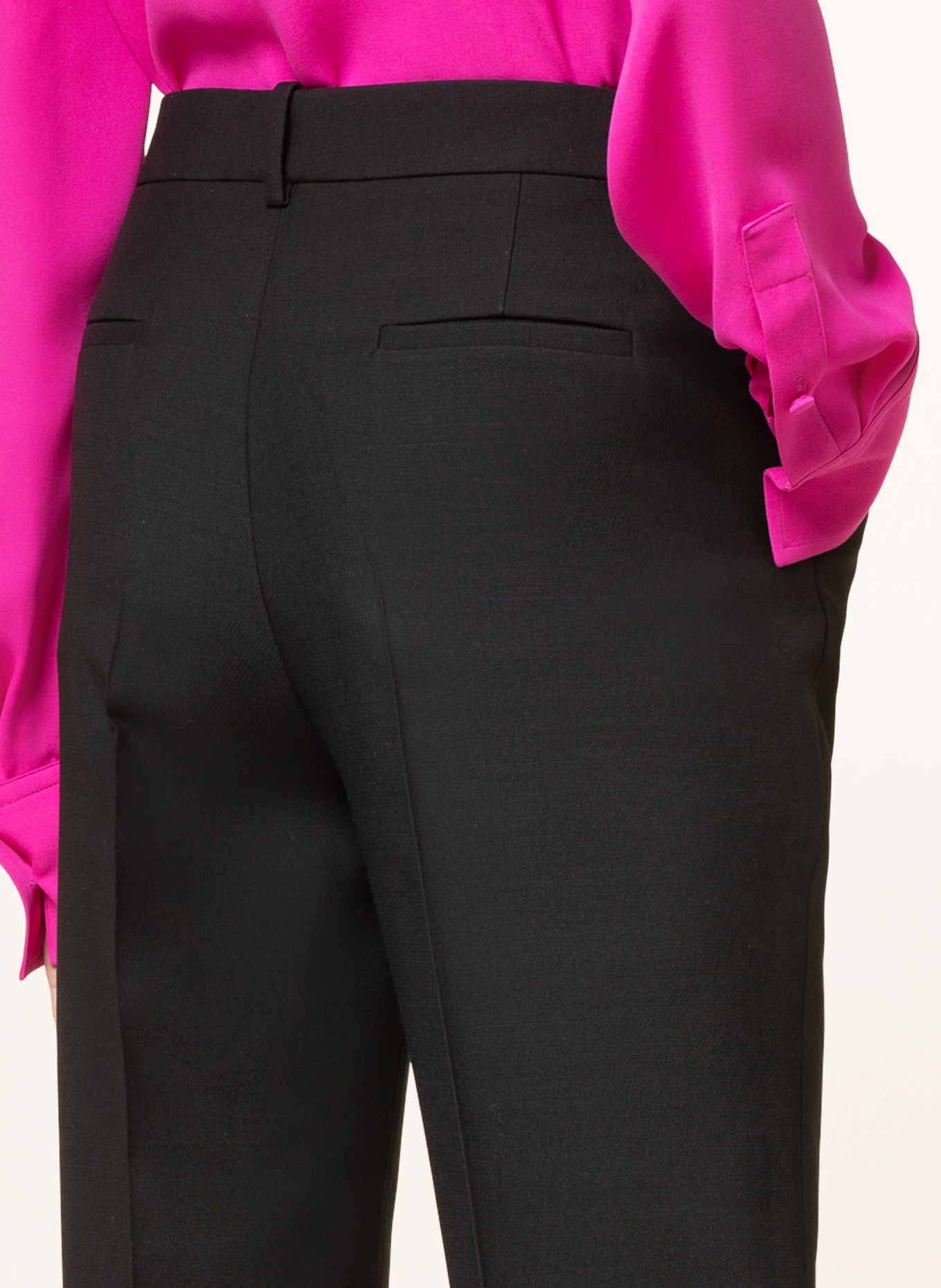 VALENTINO Wide leg trousers with silk, Color: BLACK (Image 5)