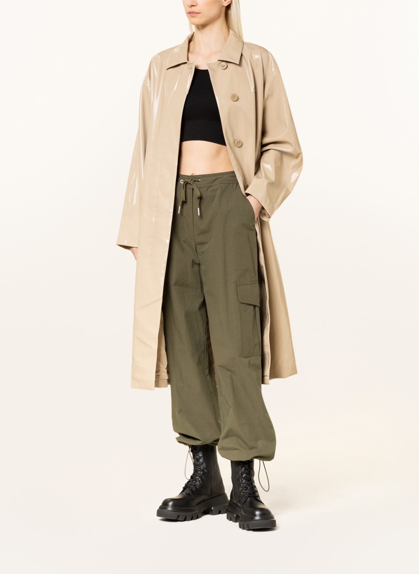 Calvin Klein Jeans Płaszcz oversize o lakierowanym wyglądzie, Kolor: CAMELOWY (Obrazek 2)