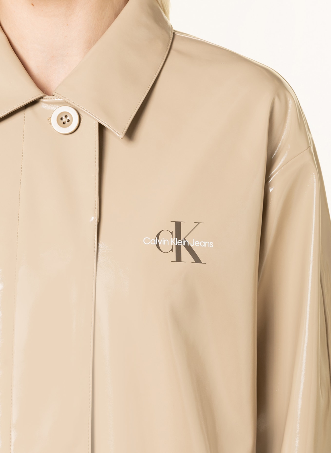 Calvin Klein Jeans Oversized coat in patent look, Color: CAMEL (Image 4)
