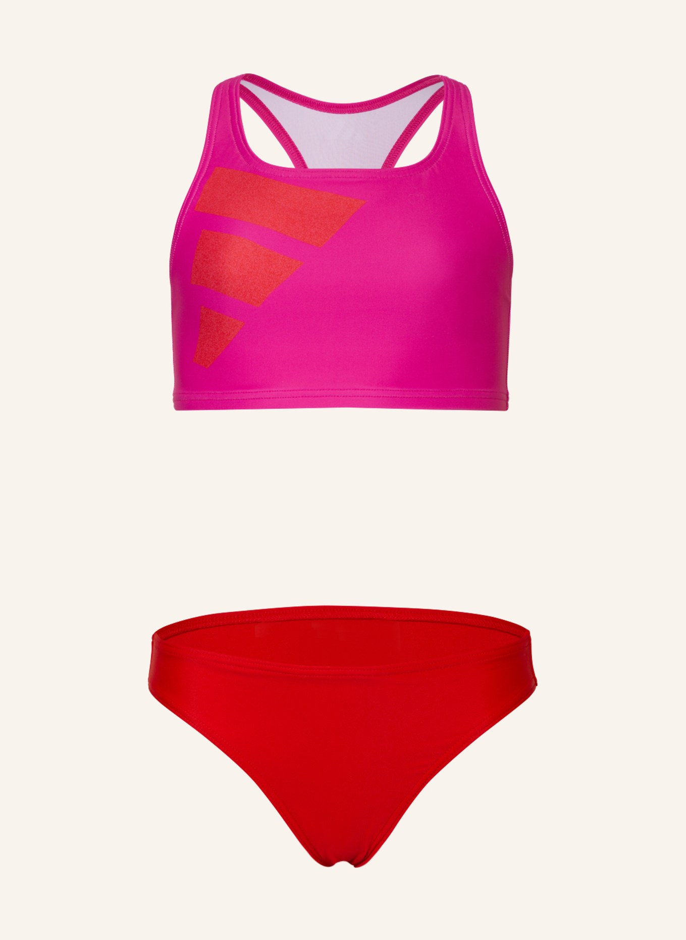 adidas Bikini bustier BIG BARS LOGO, Kolor: MOCNORÓŻOWY/ CZERWONY (Obrazek 1)