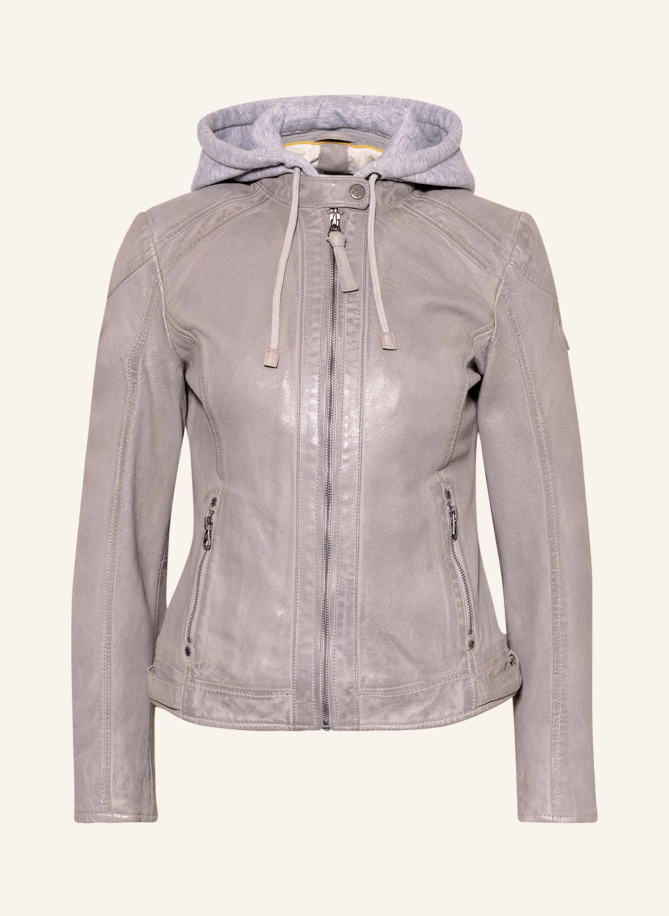 Leather jacket GWALLIE LASOV in mixed materials with detachable trim in gray