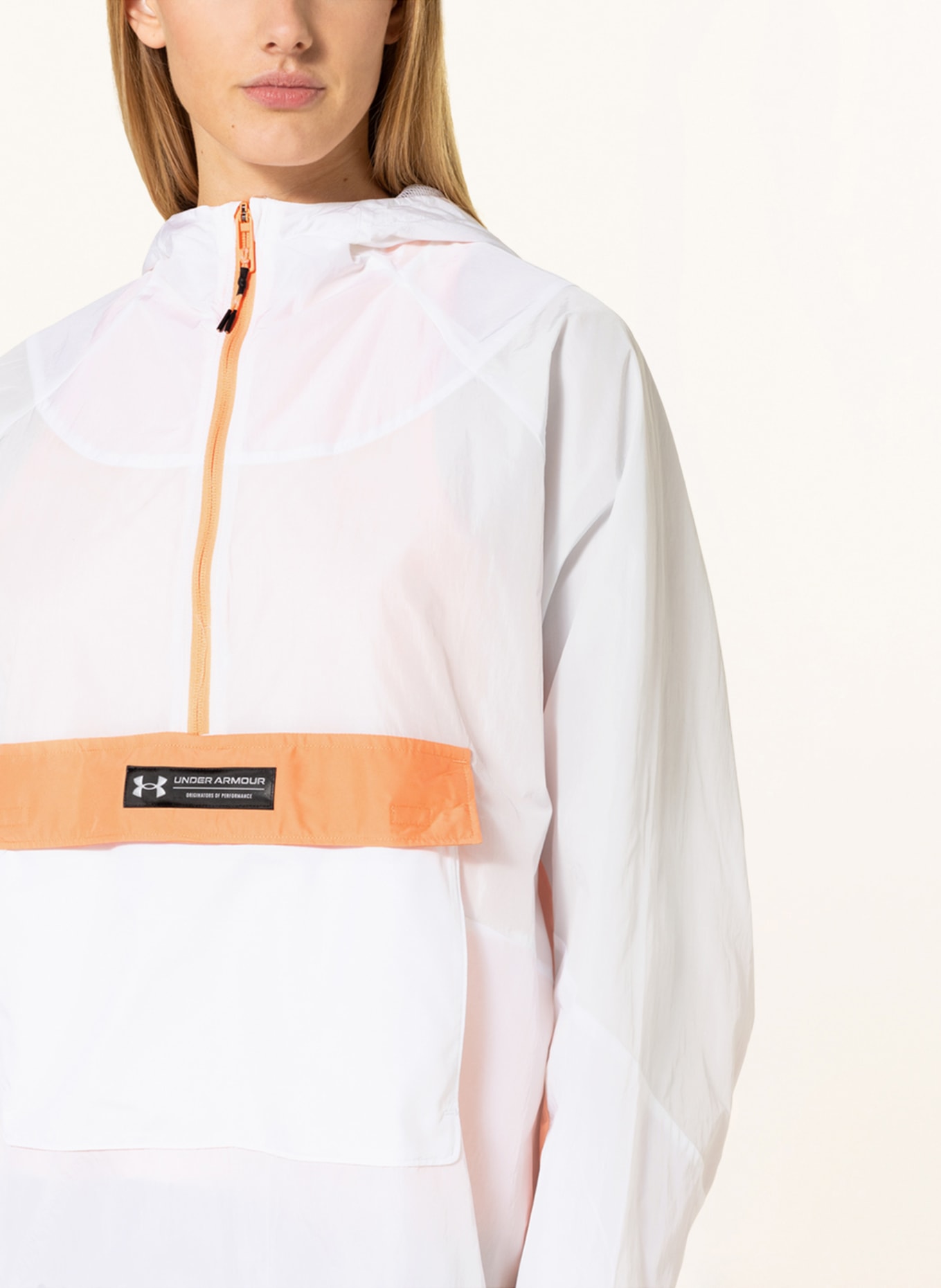 UNDER ARMOUR Anorak jacket UA RUSH™, Color: WHITE/ ORANGE (Image 5)