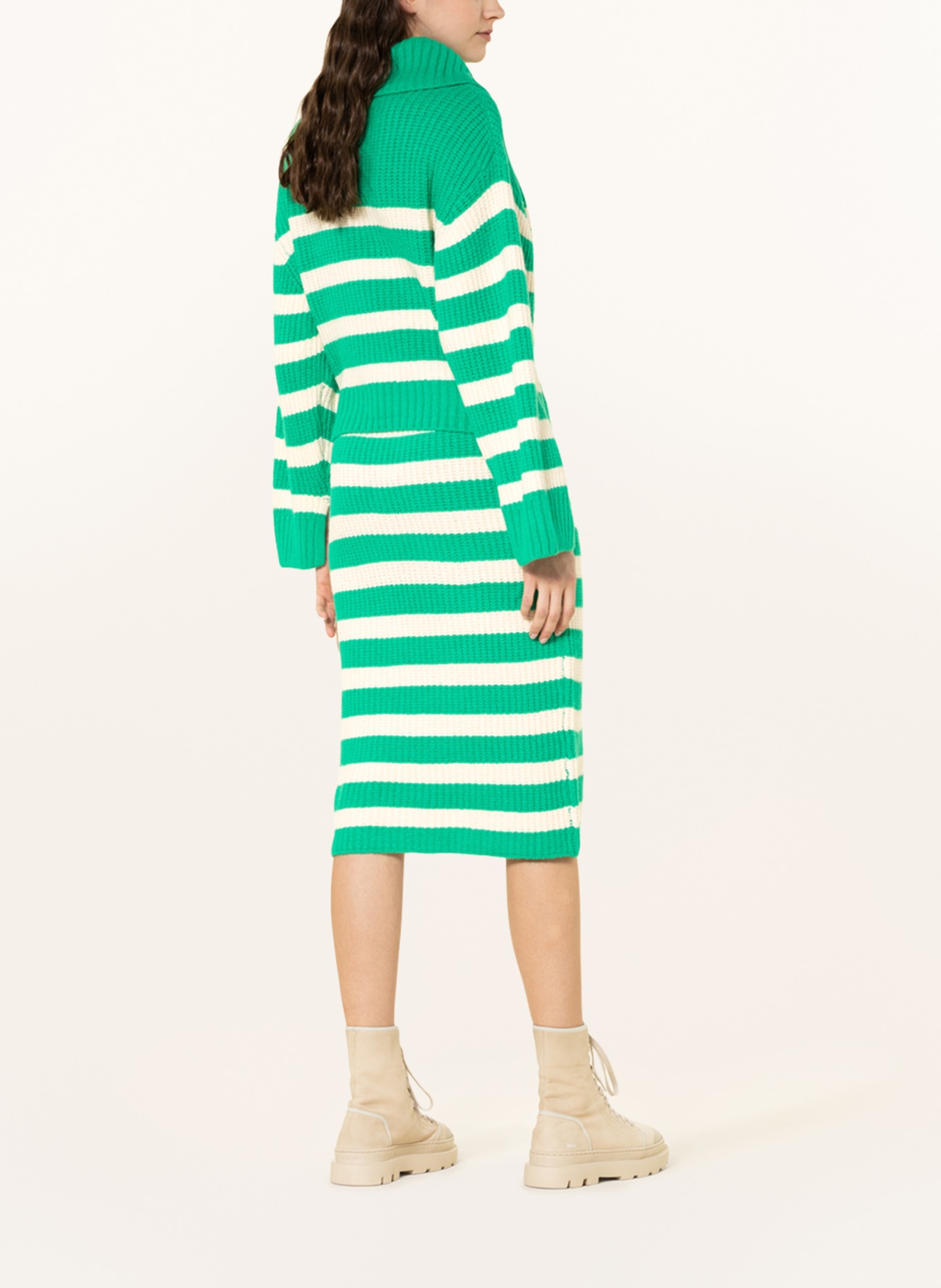 gina tricot Knit skirt SAGA, Color: GREEN/ WHITE (Image 3)