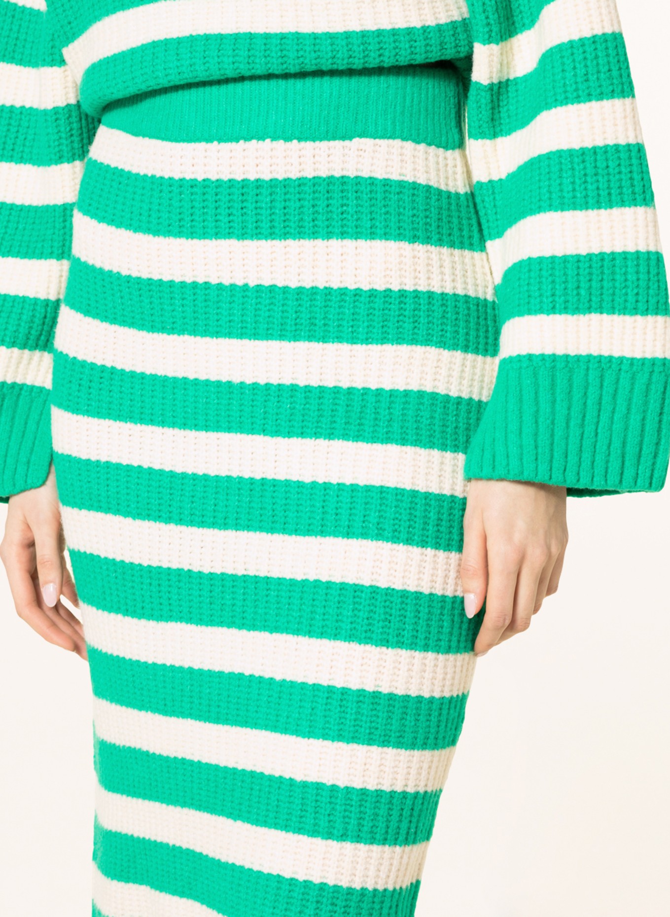 gina tricot Úpletová sukně SAGA, Barva: ZELENÁ/ BÍLÁ (Obrázek 4)