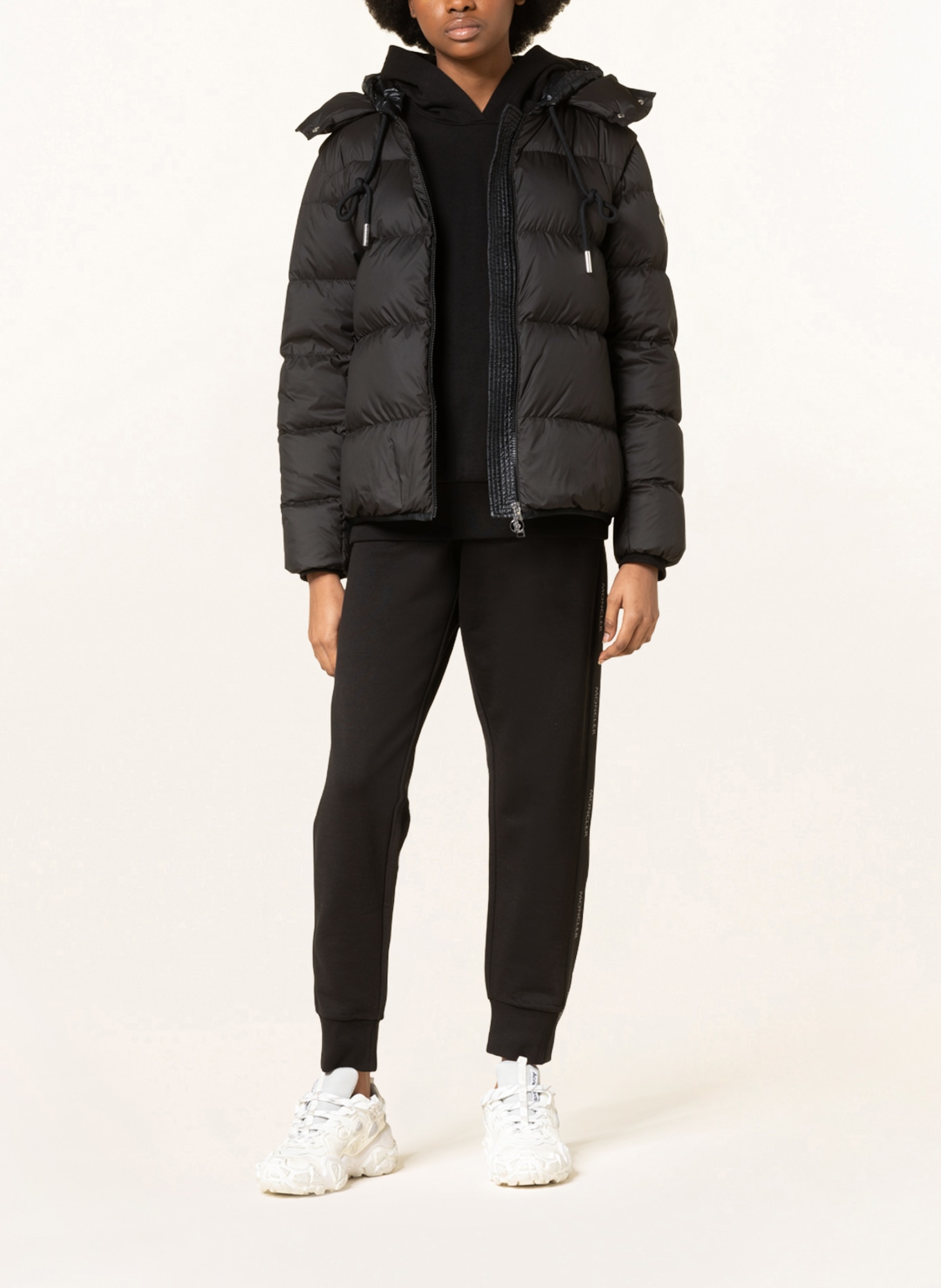 MONCLER Down jacket with removable hood, Color: BLACK (Image 2)