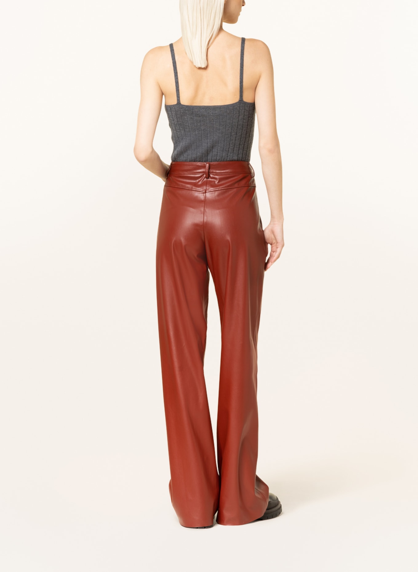 Leather look trousers hotsell red