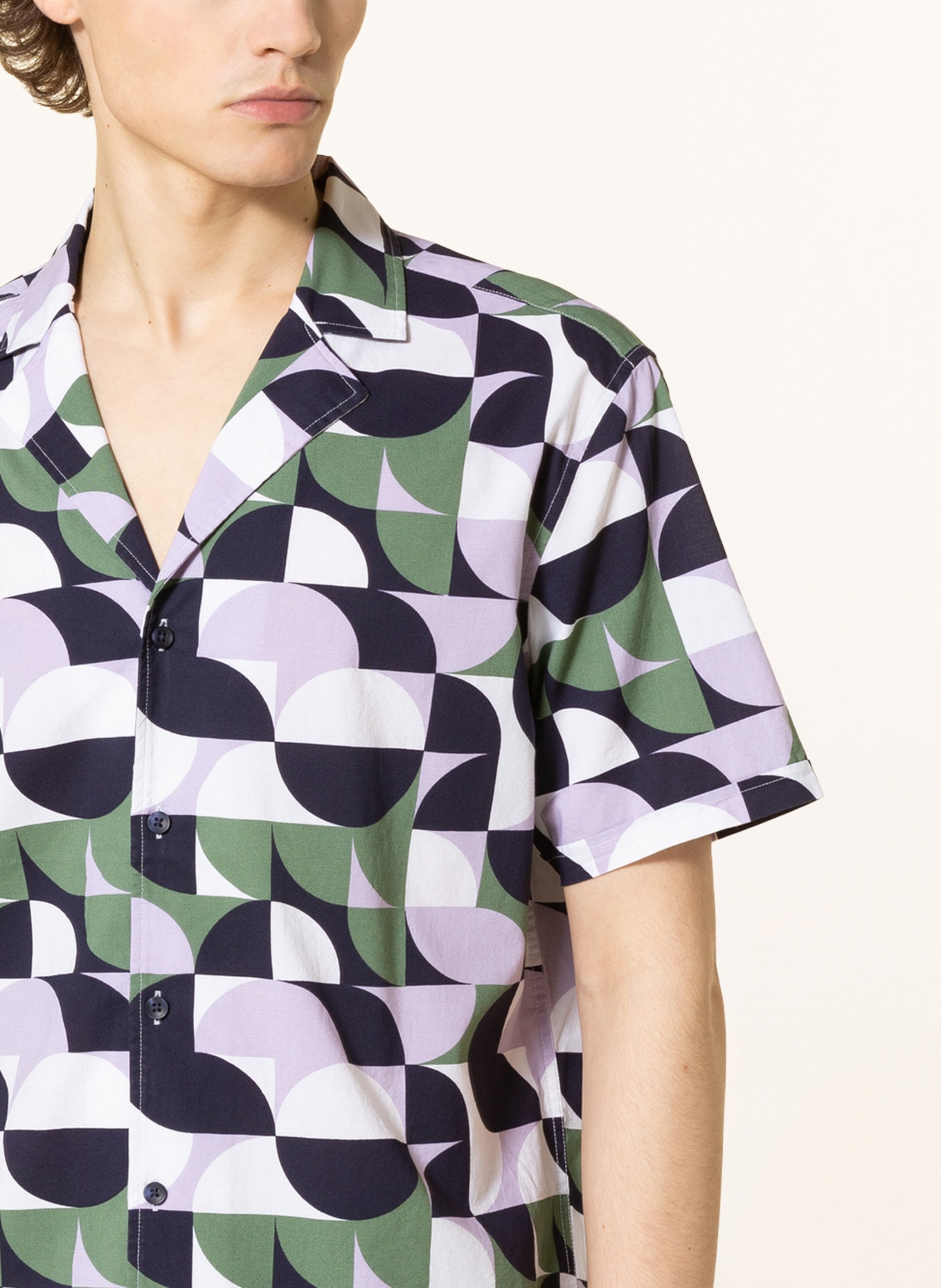 PAUL Koszula z klapami comfort fit, Kolor: BIAŁY/ GRANATOWY/ ZIELONY (Obrazek 4)