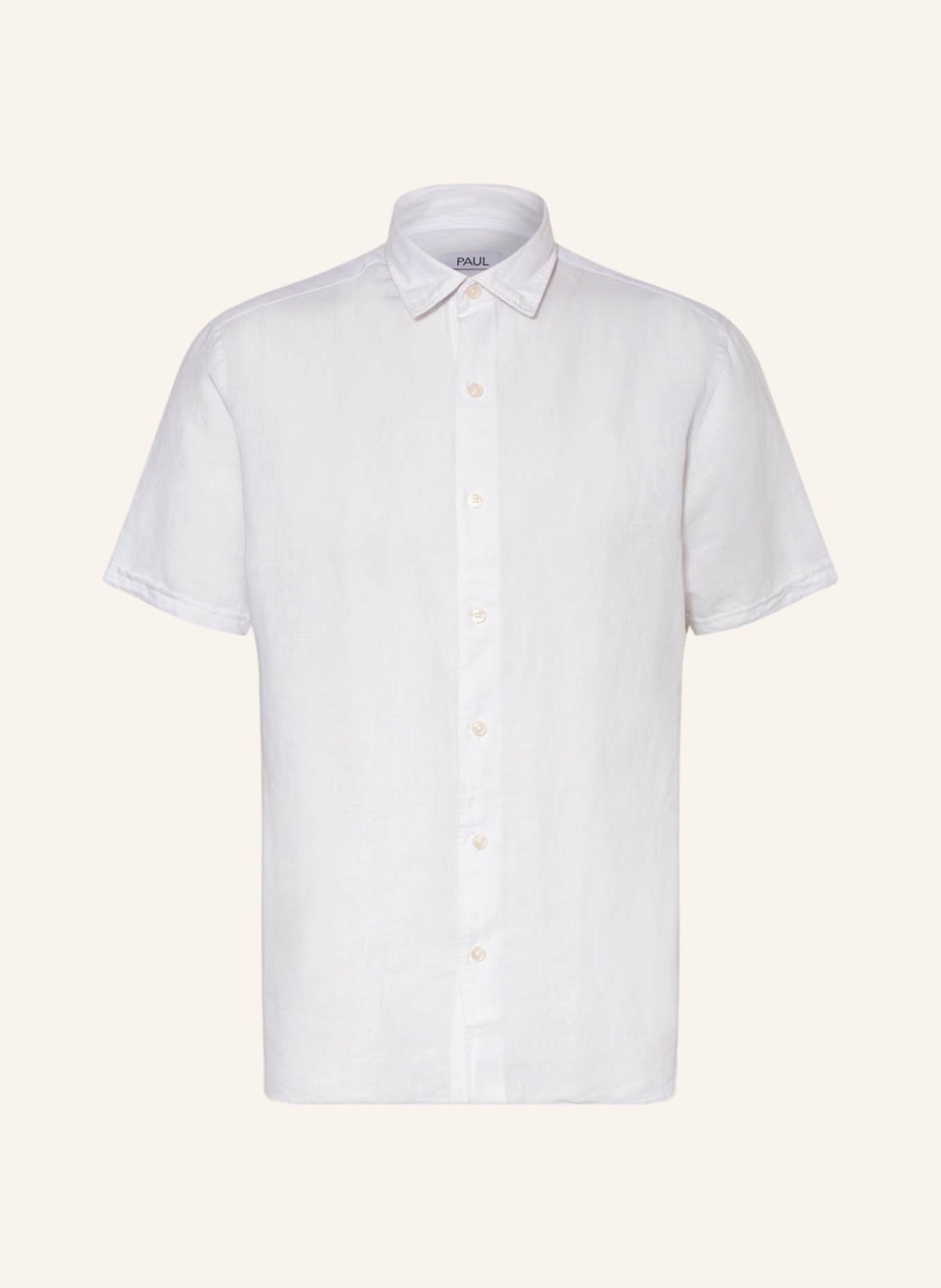 PAUL Short sleeve shirt comfort fit with linen, Color: WHITE (Image 1)