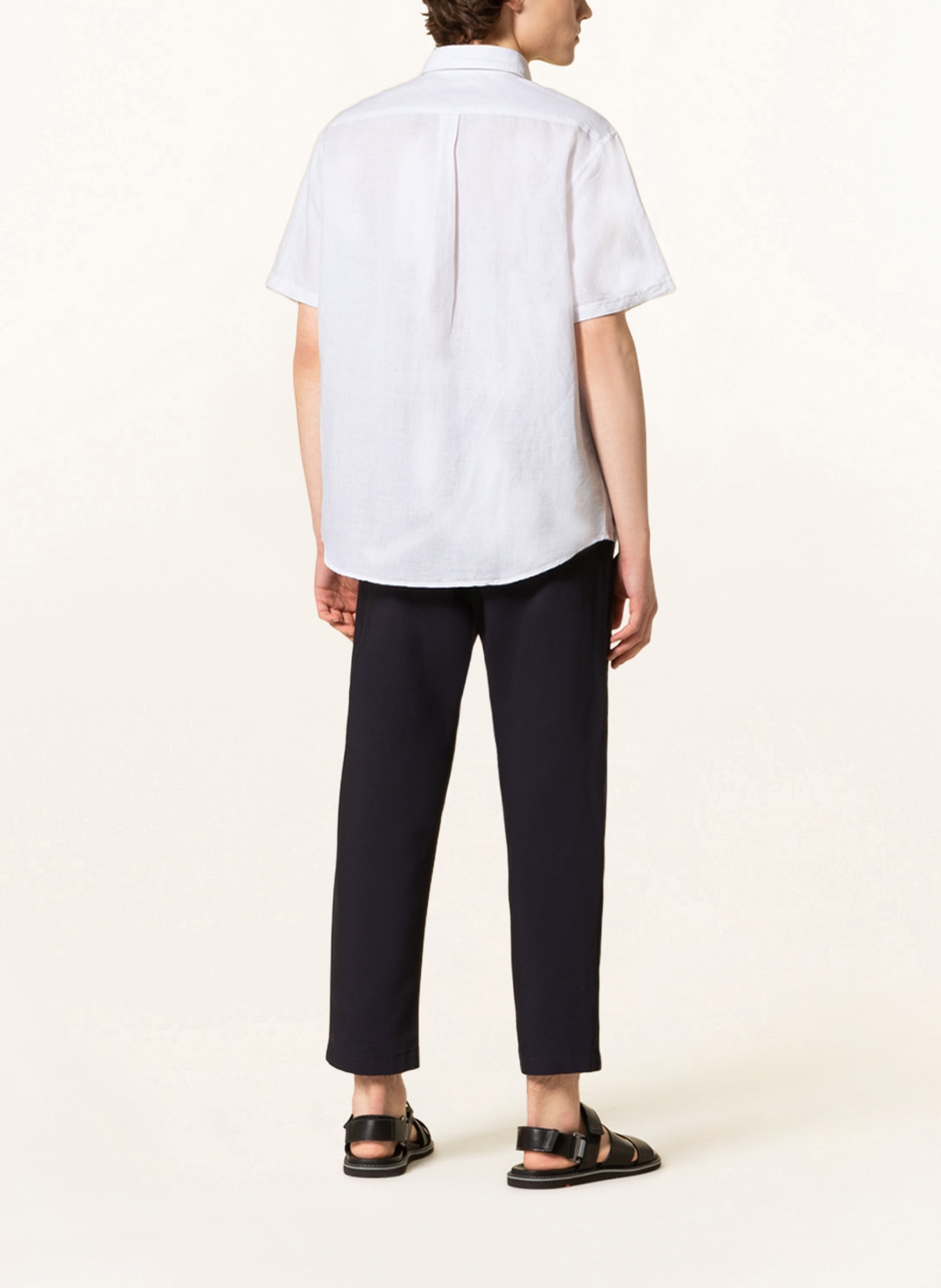 PAUL Short sleeve shirt comfort fit with linen, Color: WHITE (Image 3)