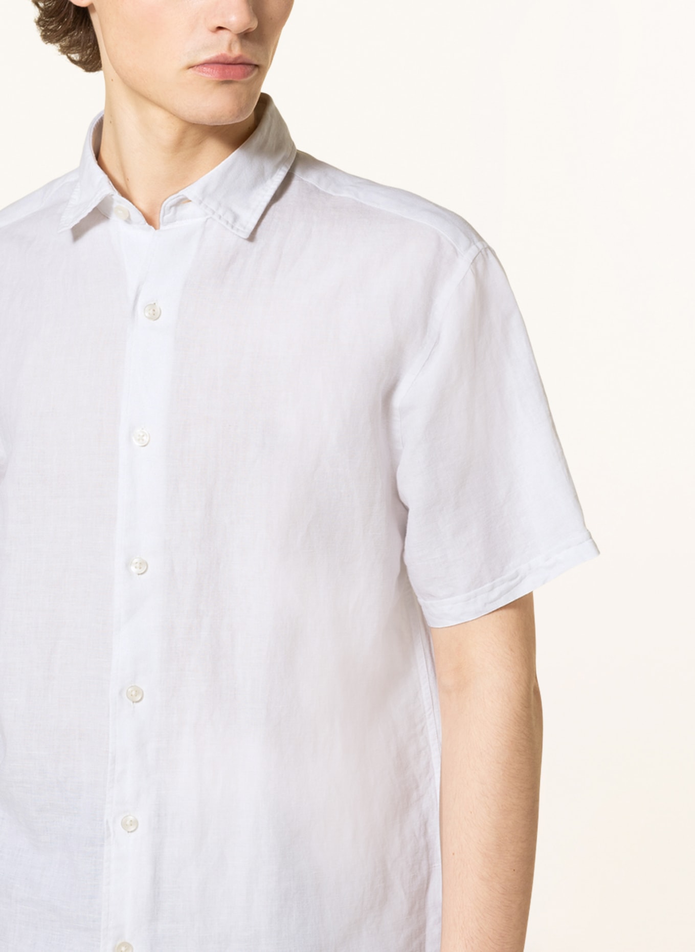 PAUL Short sleeve shirt comfort fit with linen, Color: WHITE (Image 4)