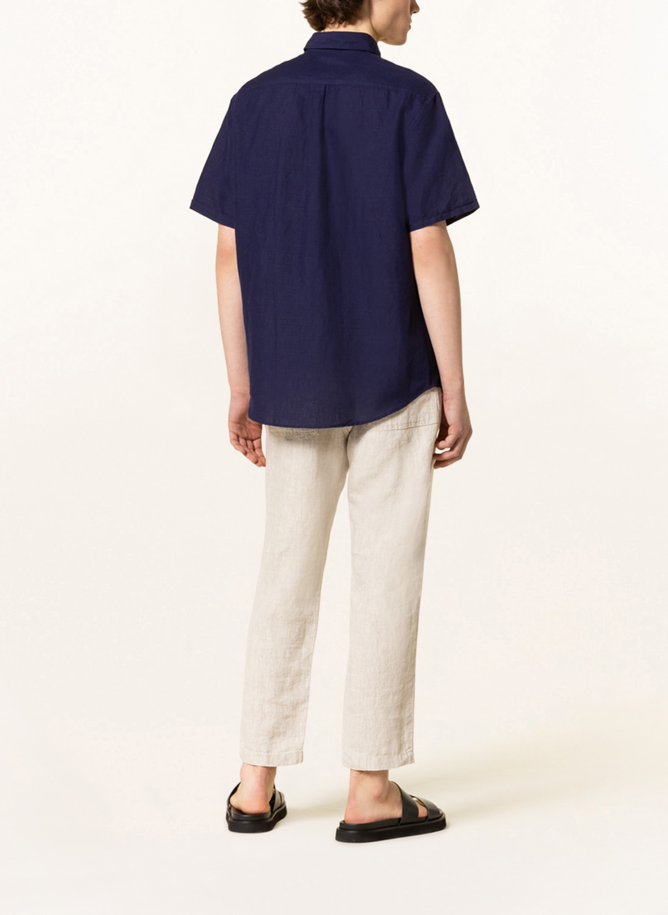 PAUL Short sleeve shirt comfort fit with linen, Color: DARK BLUE (Image 3)