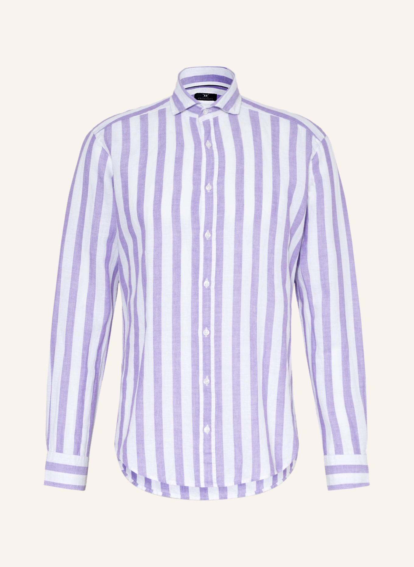 STROKESMAN'S Koszula z dodatkiem lnu regular fit, Kolor: BIAŁY/ JASNOFIOLETOWY (Obrazek 1)