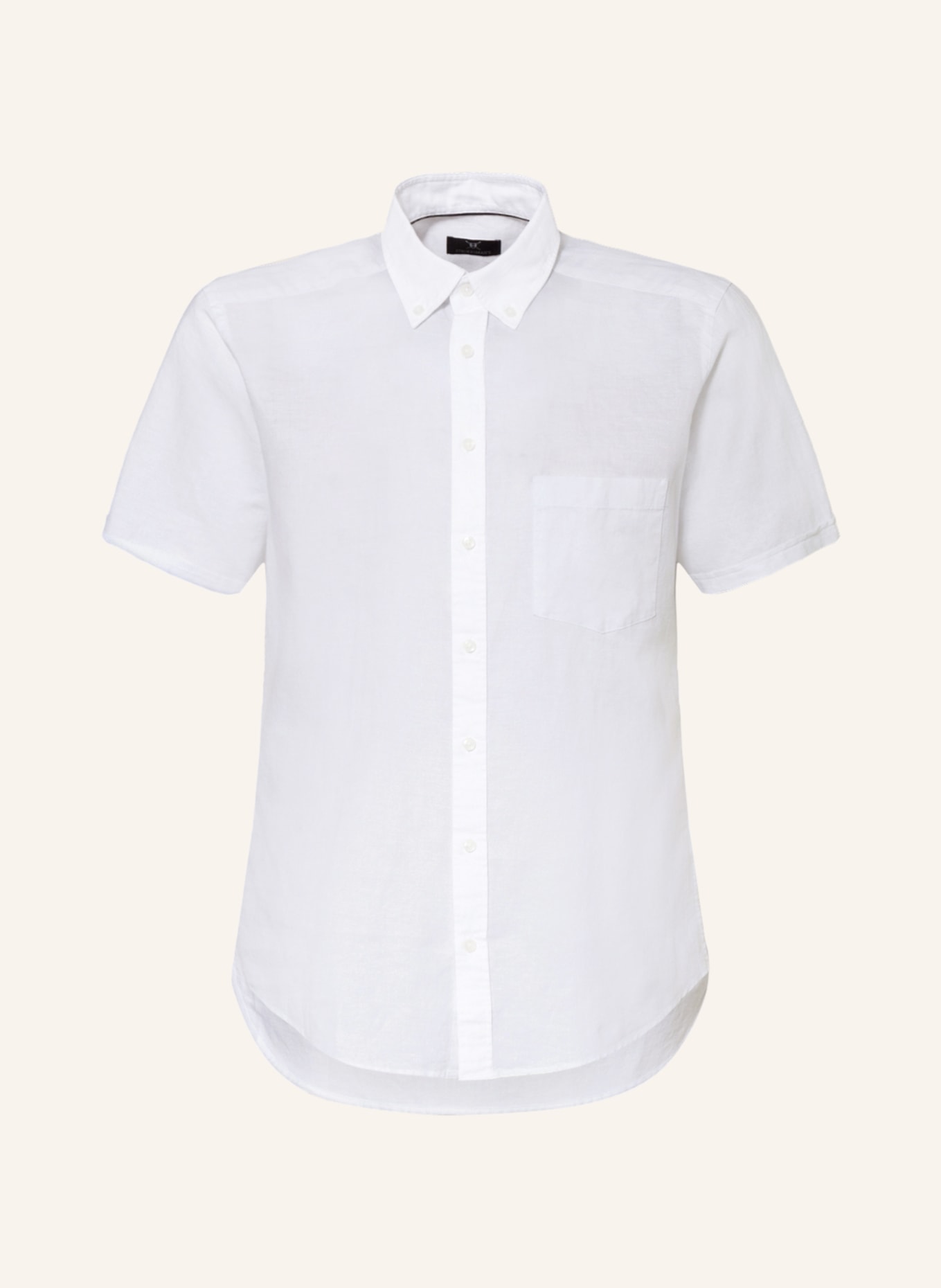 STROKESMAN'S Short sleeve shirt regular fit with linen , Color: WHITE (Image 1)