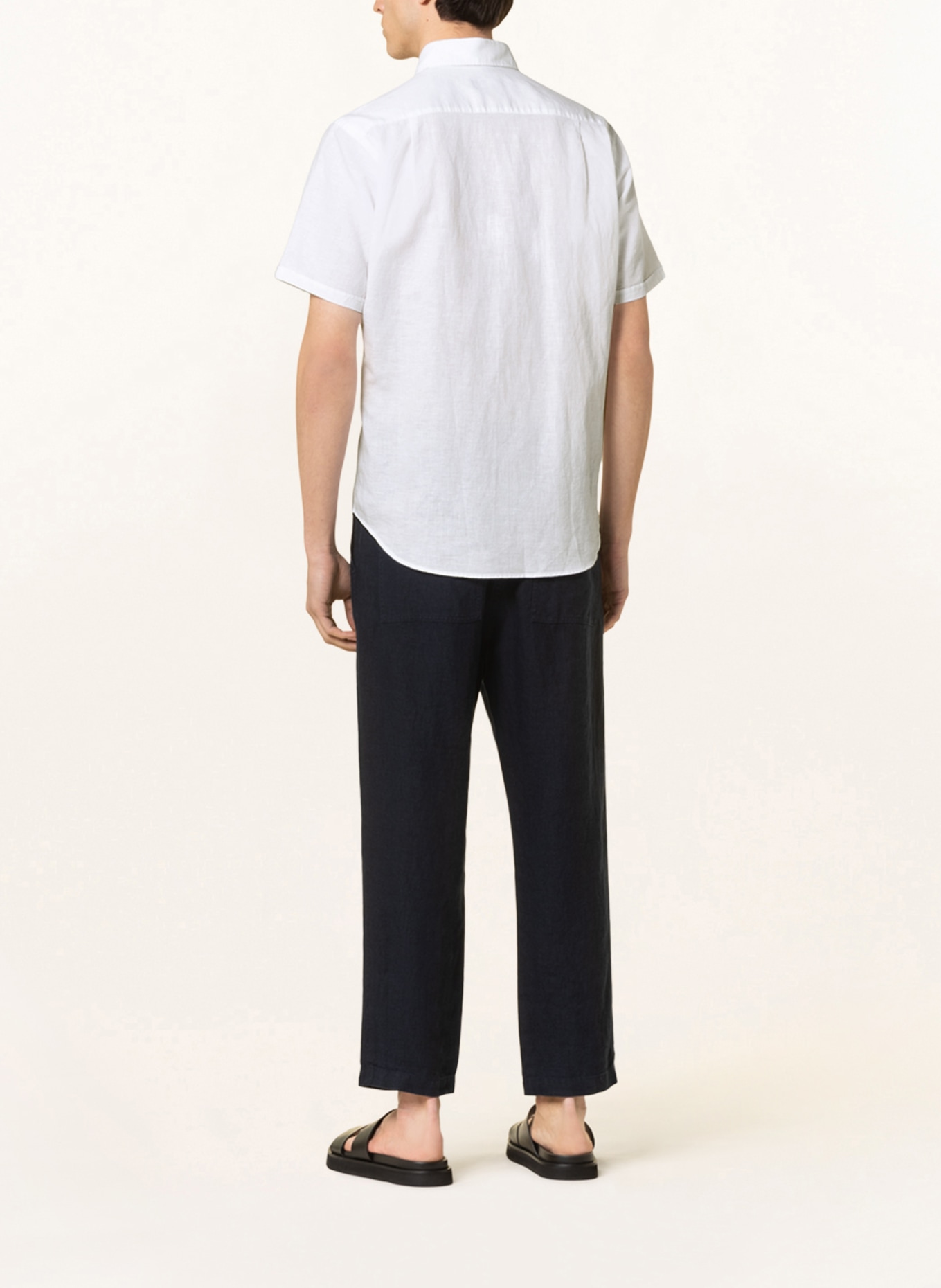 STROKESMAN'S Short sleeve shirt regular fit with linen , Color: WHITE (Image 3)