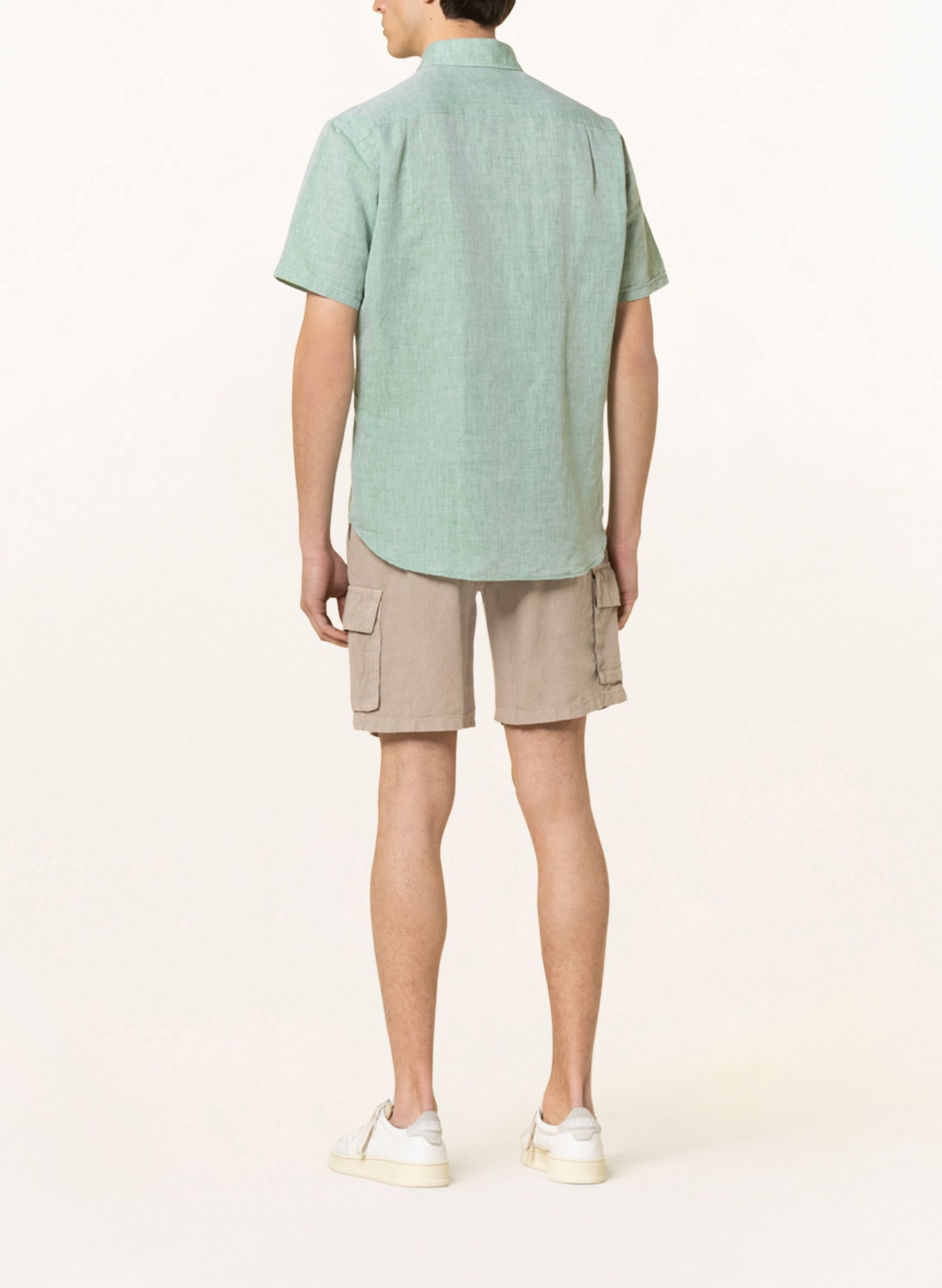 STROKESMAN'S Kurzarm-Hemd Regular Fit mit Leinen , Farbe: HELLGRÜN (Bild 3)