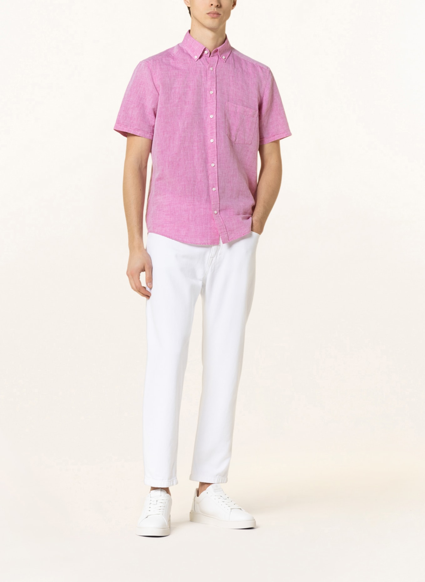 STROKESMAN'S Kurzarm-Hemd Regular Fit mit Leinen , Farbe: PINK (Bild 2)