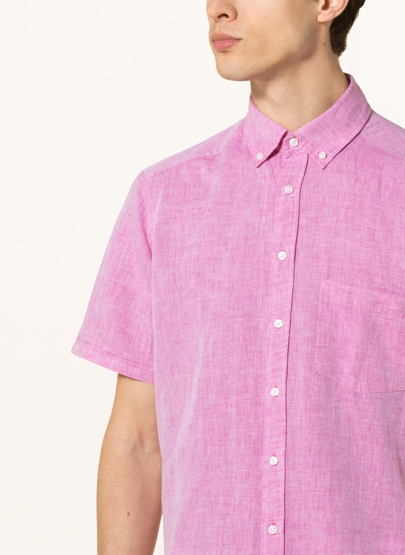 STROKESMAN'S Kurzarm-Hemd Regular Fit mit Leinen , Farbe: PINK (Bild 4)