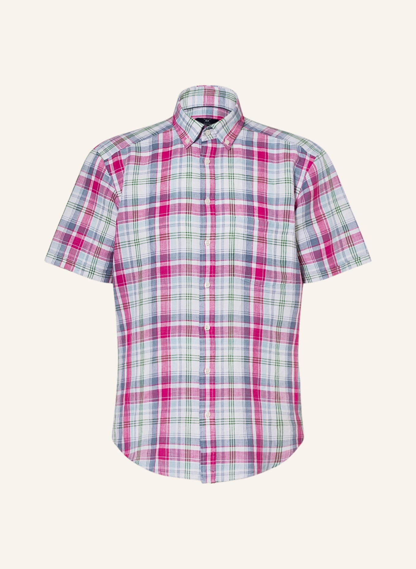 STROKESMAN'S Košile s krátkým rukávem Regular Fit , Barva: BÍLÁ/ RŮŽOVÁ/ TMAVĚ MODRÁ (Obrázek 1)