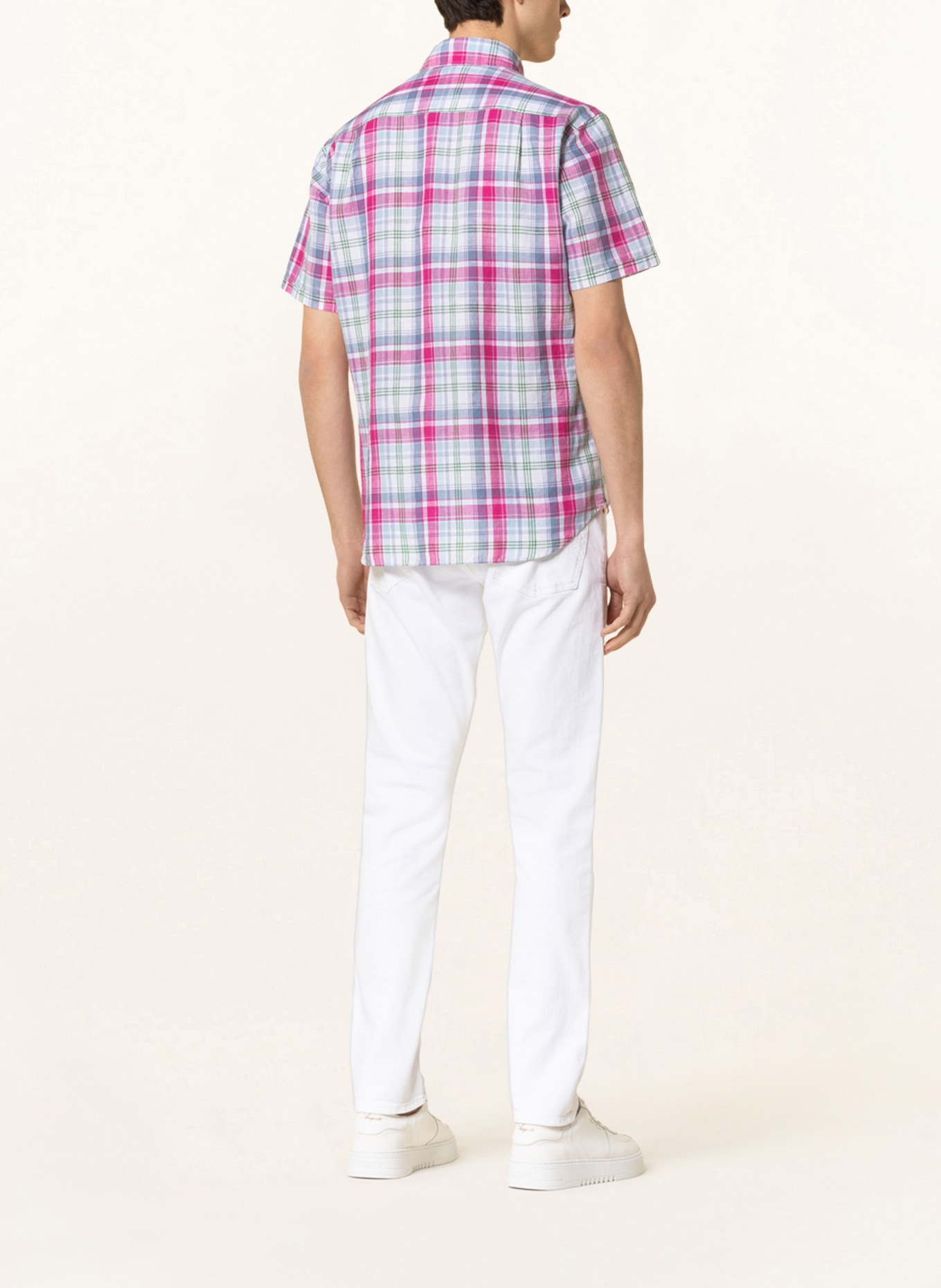 STROKESMAN'S Koszula z krótkim rękawem regular fit , Kolor: BIAŁY/ MOCNORÓŻOWY/ JASNONIEBIESKI (Obrazek 3)
