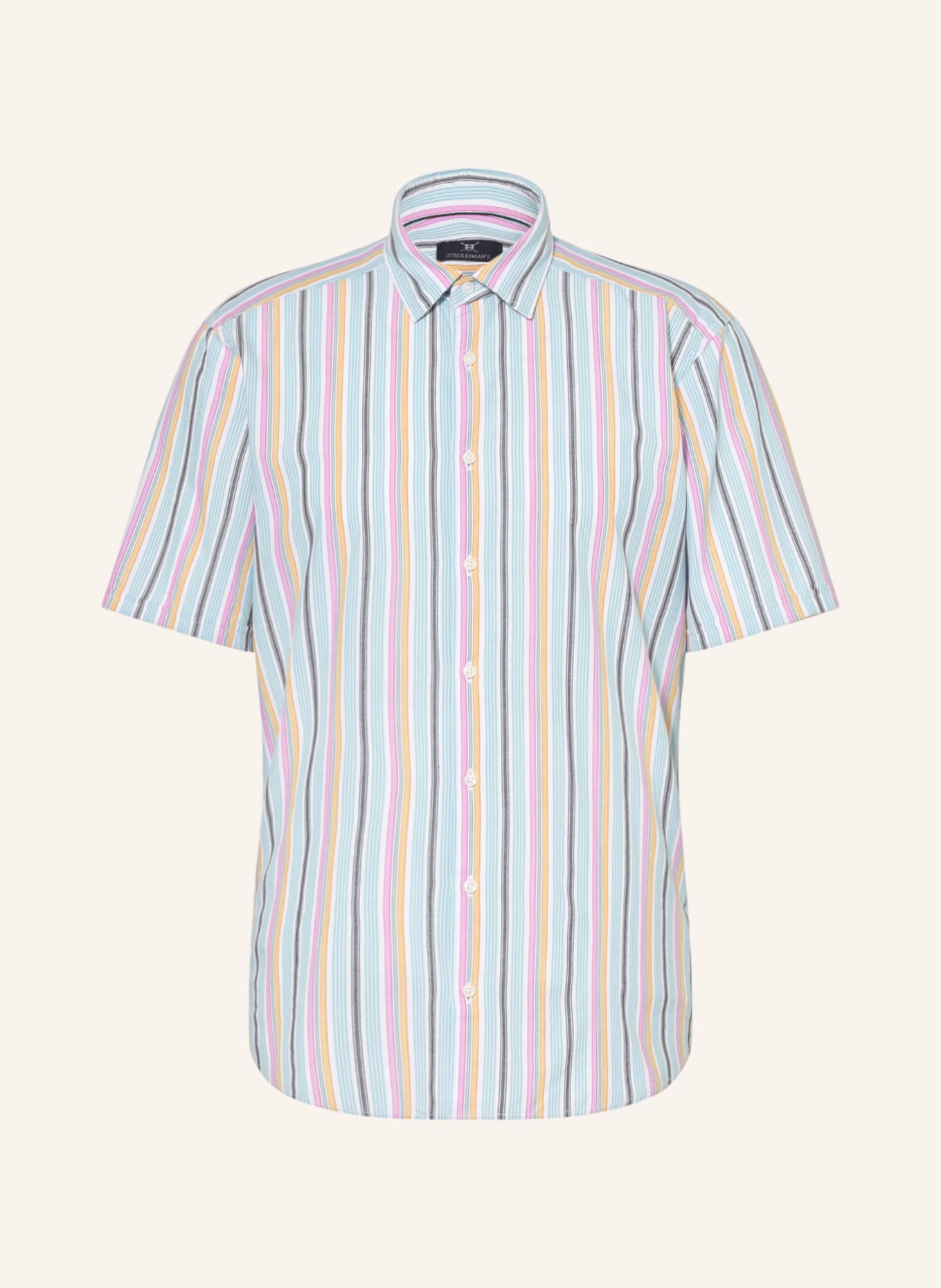 STROKESMAN'S Kurzarm-Hemd Slim Fit , Farbe: WEISS/ HELLBLAU/ PINK (Bild 1)