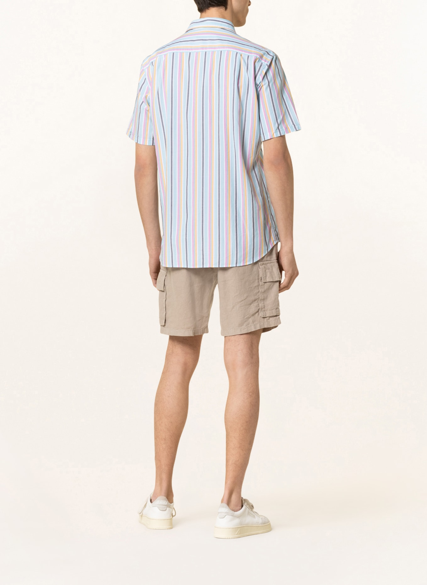 STROKESMAN'S Kurzarm-Hemd Slim Fit , Farbe: WEISS/ HELLBLAU/ PINK (Bild 3)