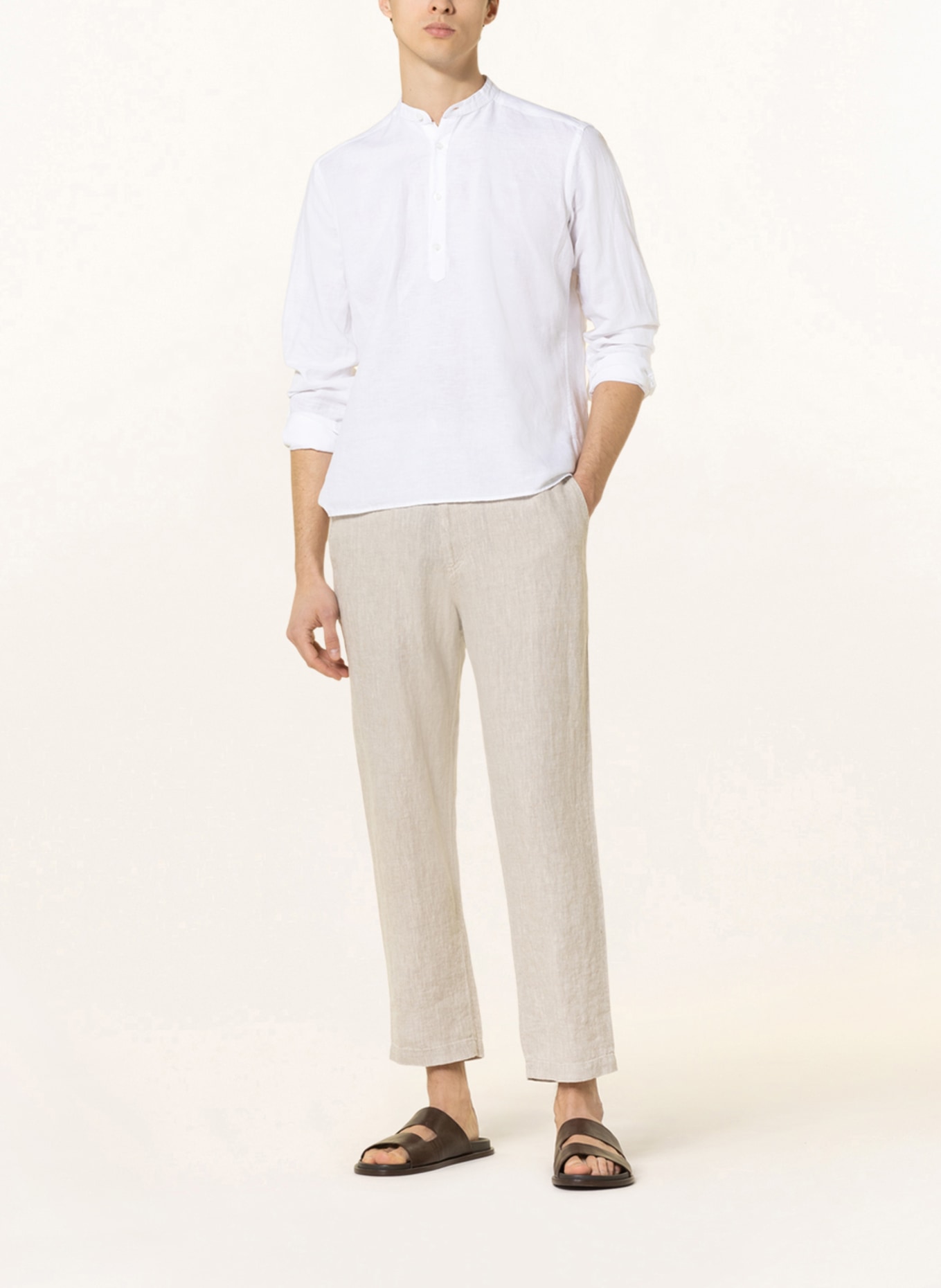 STROKESMAN'S Shirt regular fit with linen, Color: WHITE (Image 2)