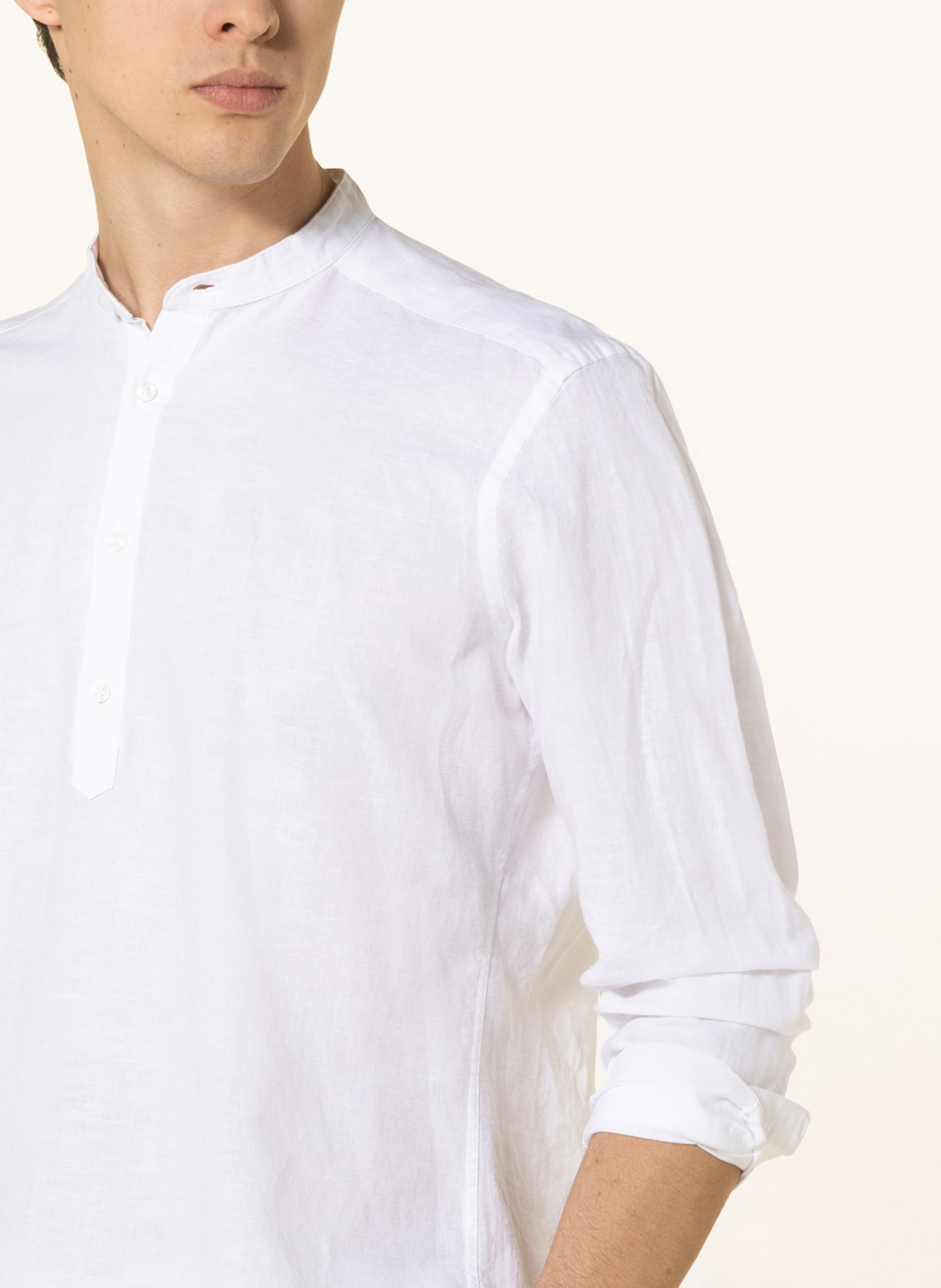 STROKESMAN'S Shirt regular fit with linen, Color: WHITE (Image 4)