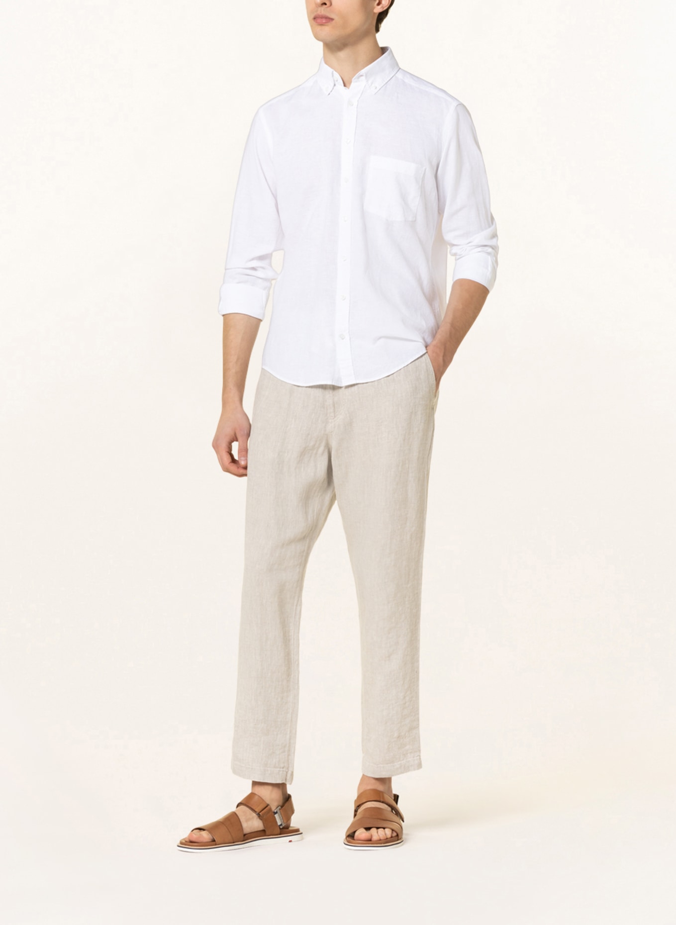 STROKESMAN'S Shirt regular fit with linen, Color: WHITE (Image 2)