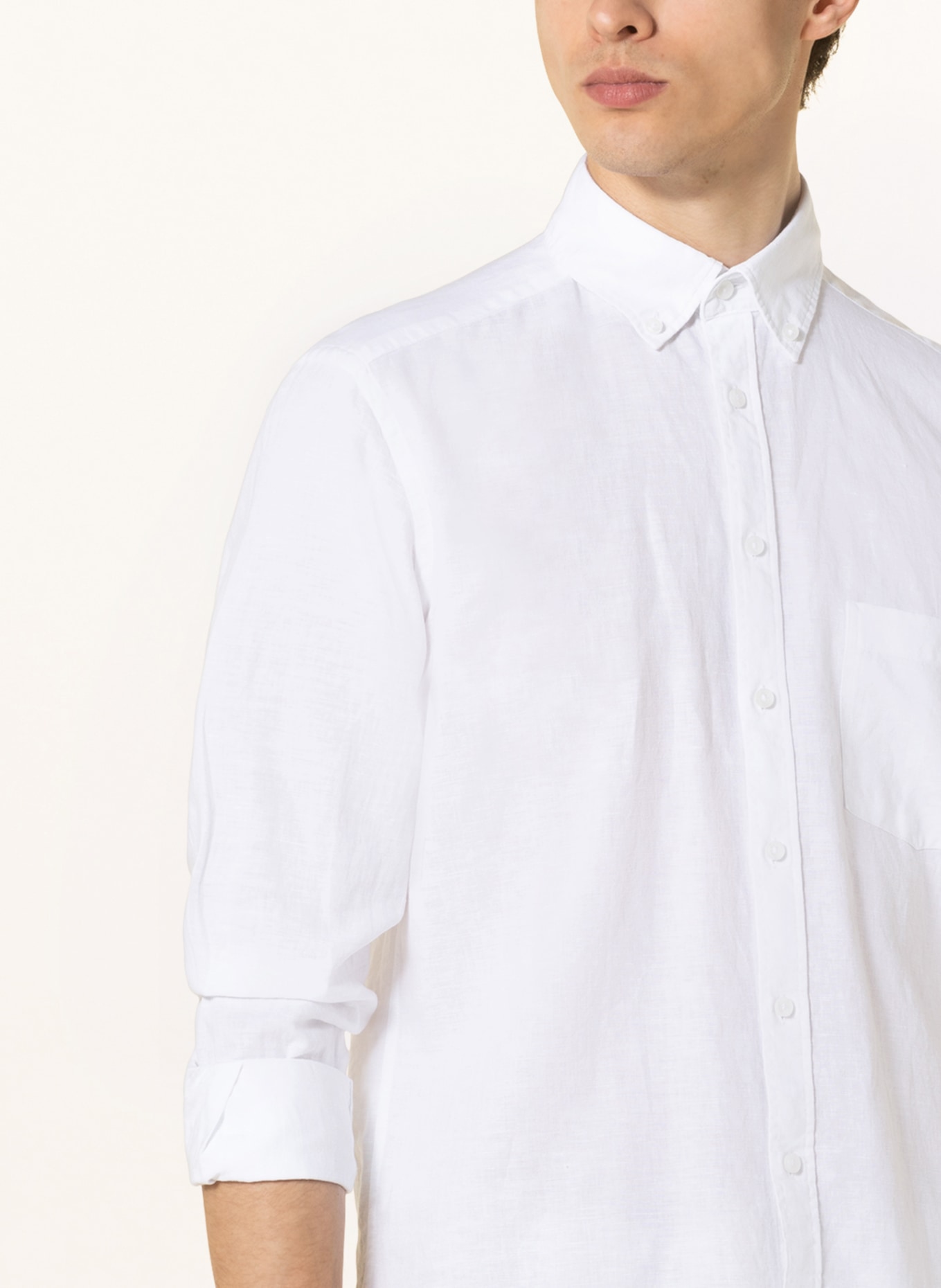 STROKESMAN'S Shirt regular fit with linen, Color: WHITE (Image 4)