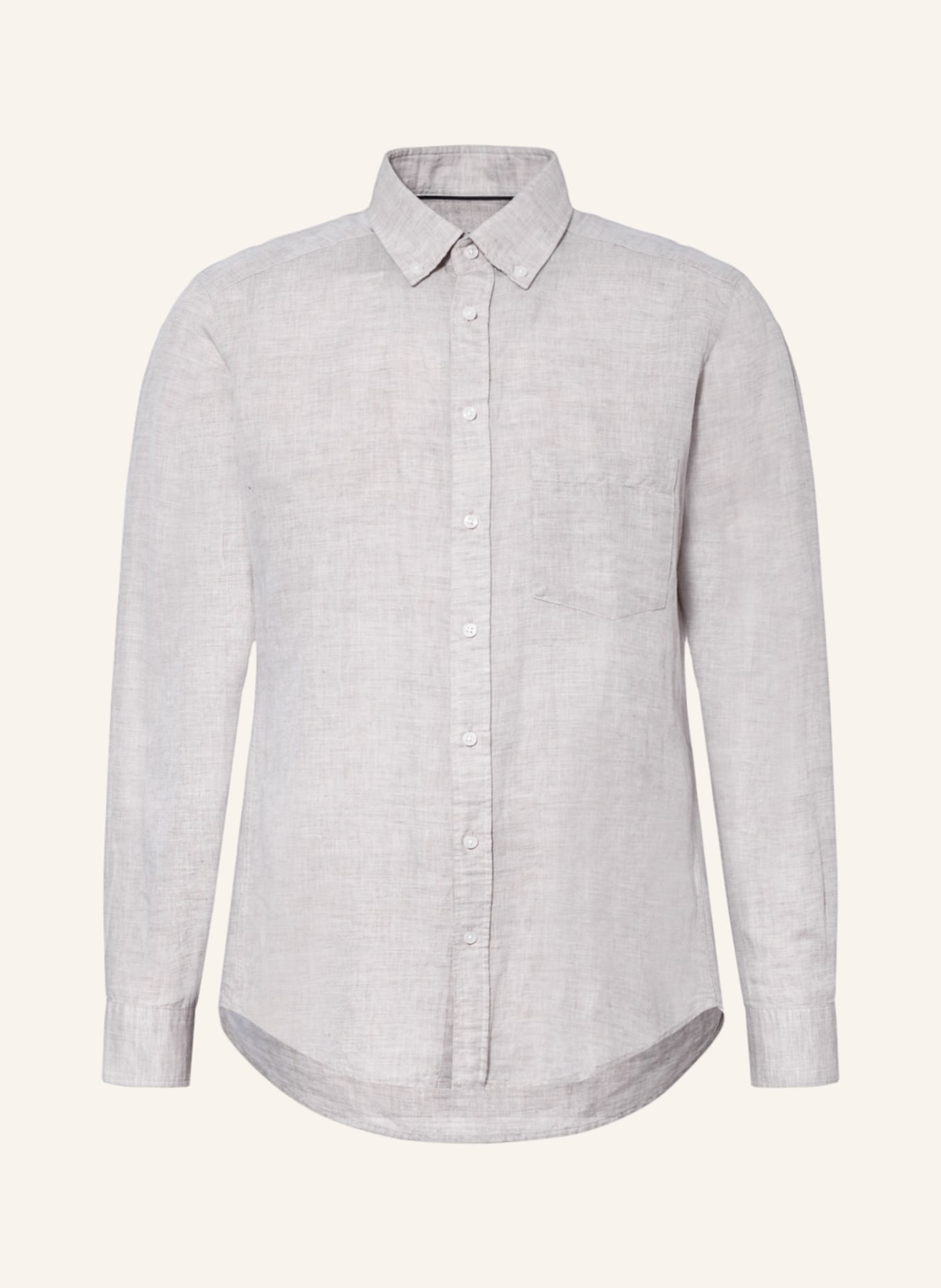 STROKESMAN'S Shirt regular fit with linen, Color: KHAKI (Image 1)