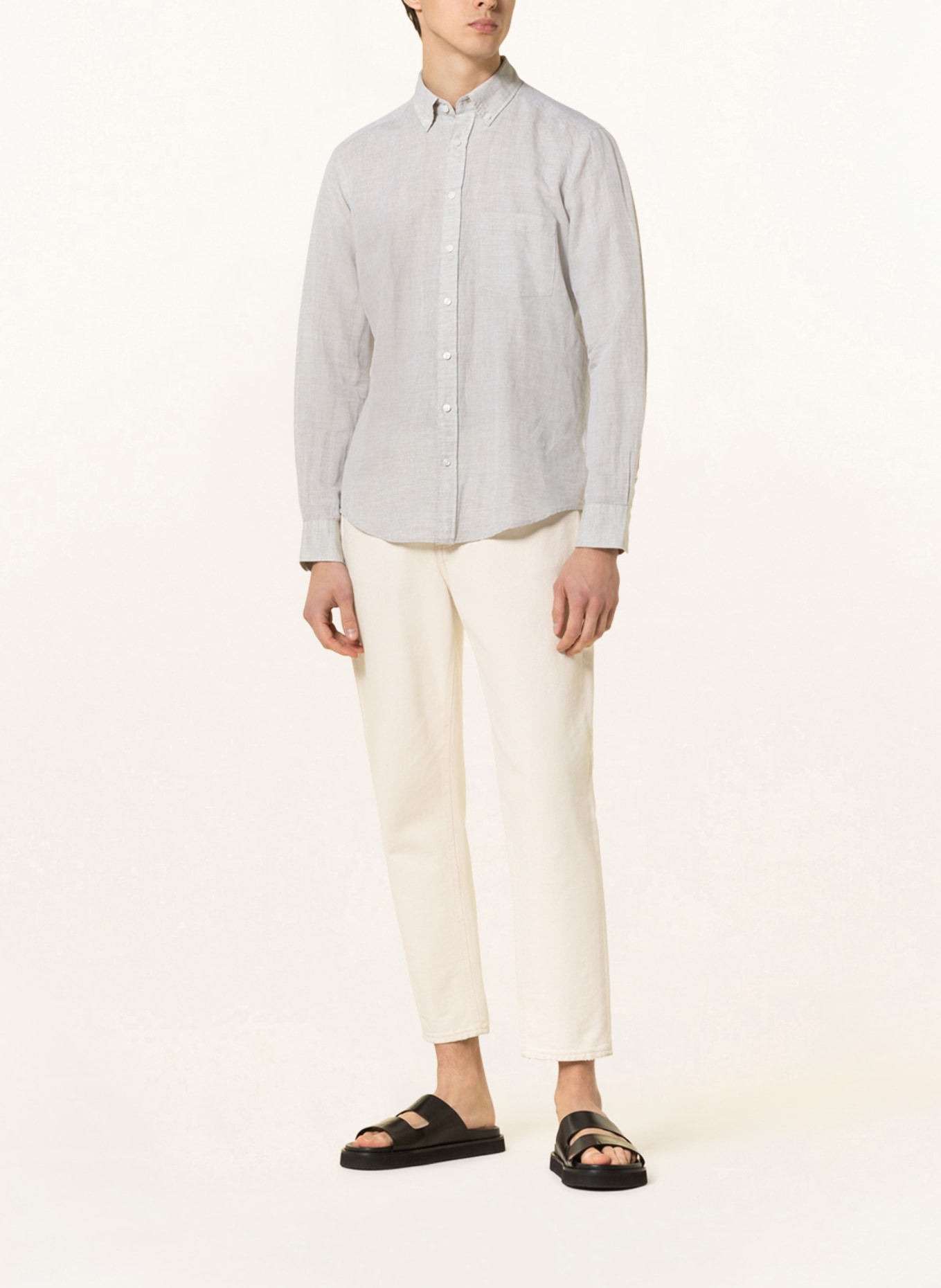 STROKESMAN'S Shirt regular fit with linen, Color: KHAKI (Image 2)