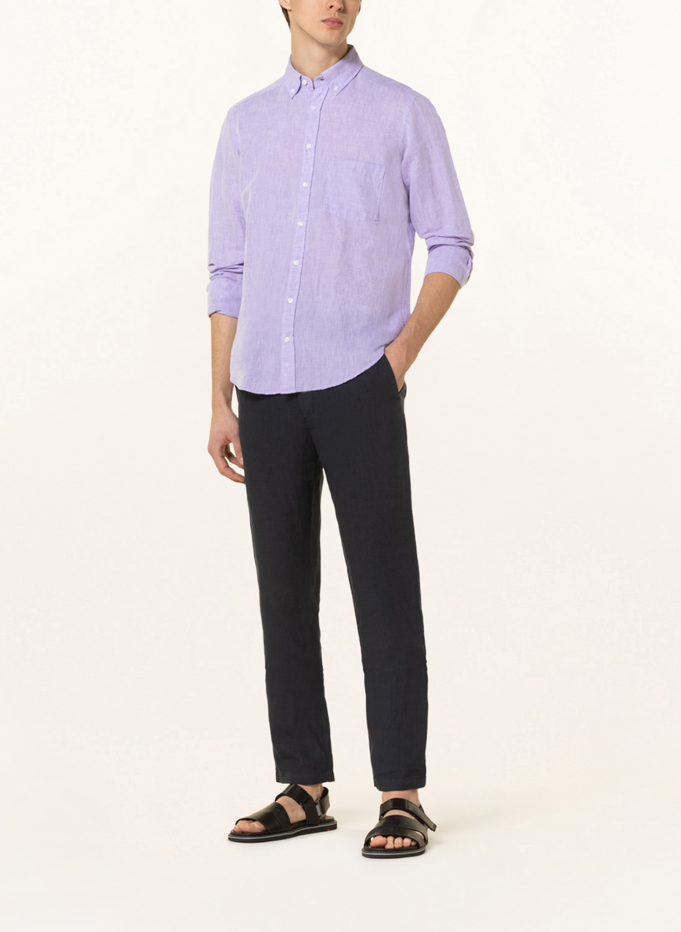 STROKESMAN'S Shirt regular fit with linen, Color: LIGHT PURPLE (Image 2)