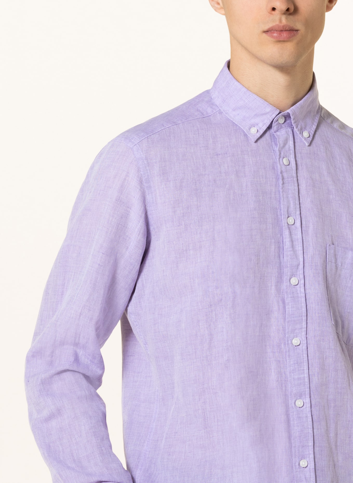 STROKESMAN'S Shirt regular fit with linen, Color: LIGHT PURPLE (Image 4)