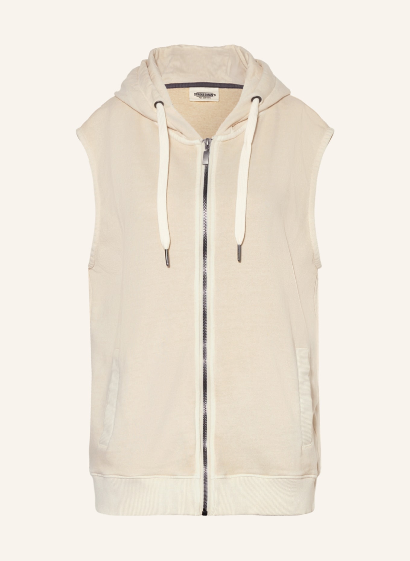 STROKESMAN'S Sweatshirt fabric vest, Color: BEIGE (Image 1)