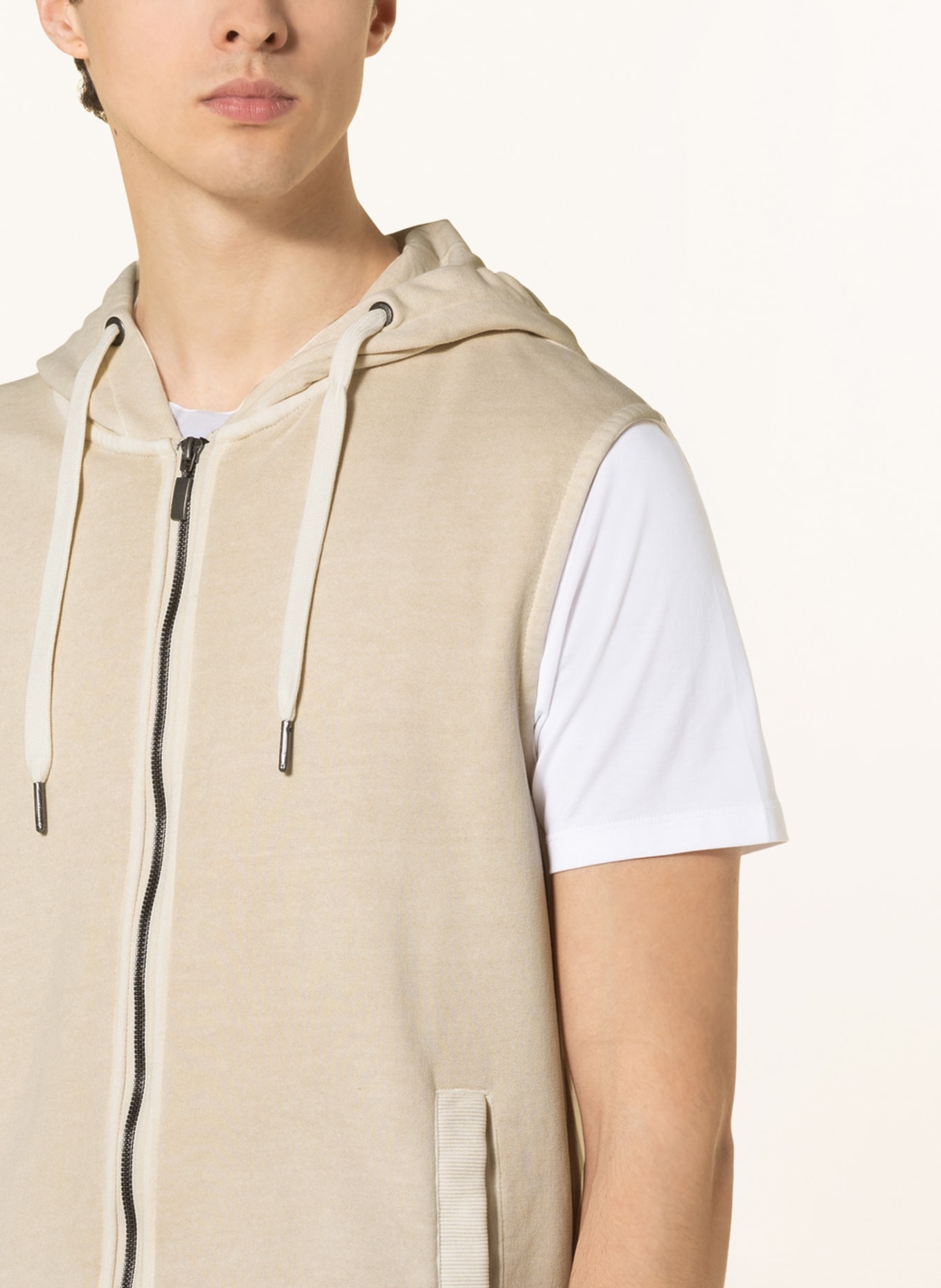 STROKESMAN'S Sweatshirt fabric vest, Color: BEIGE (Image 5)