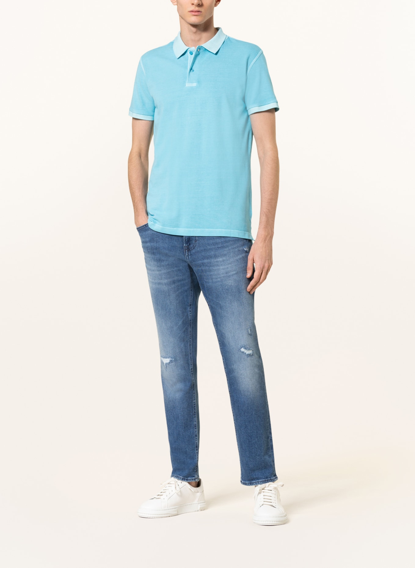 STROKESMAN'S Piqué polo shirt, Color: LIGHT BLUE (Image 2)