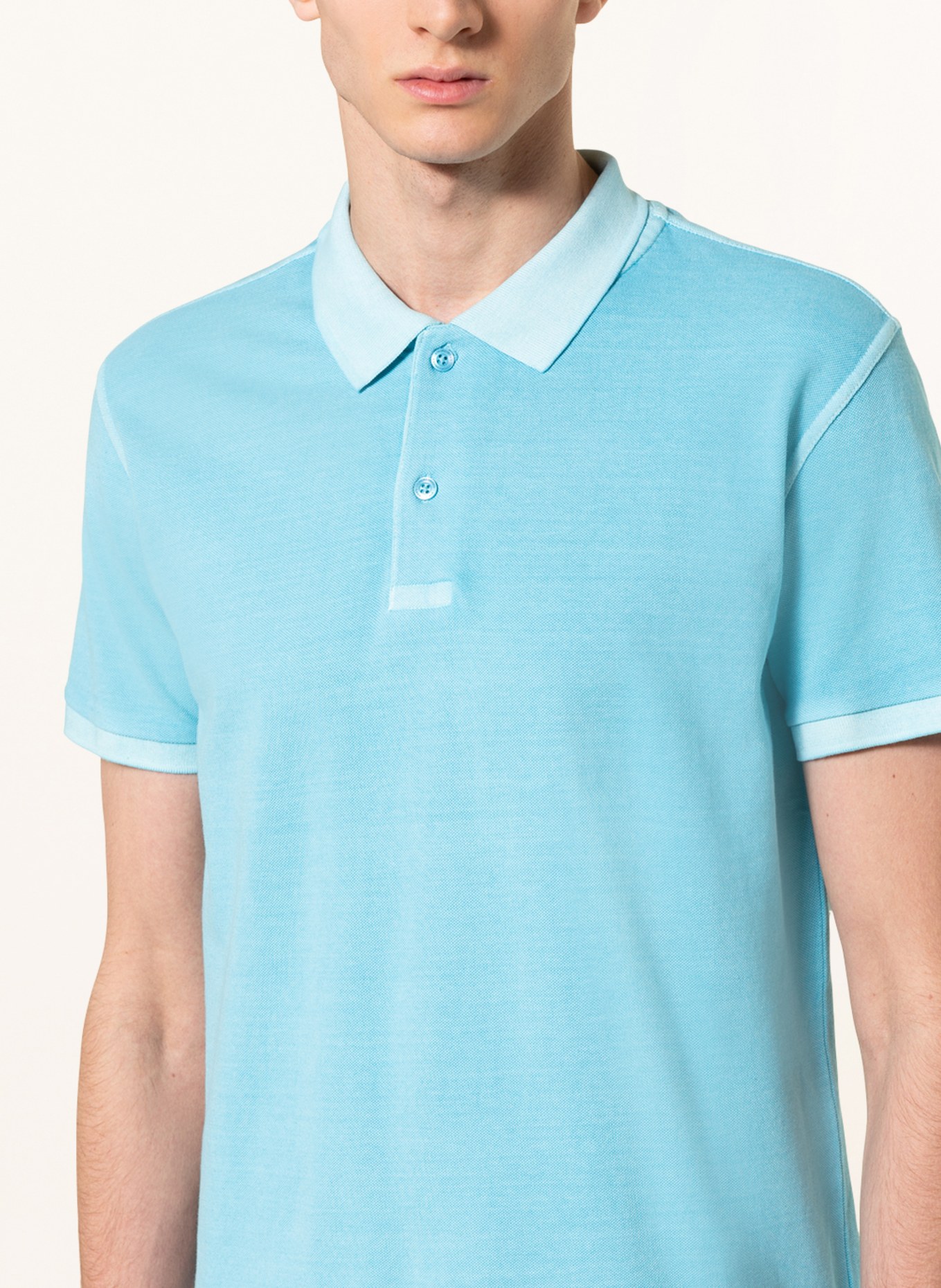 STROKESMAN'S Piqué polo shirt, Color: LIGHT BLUE (Image 4)