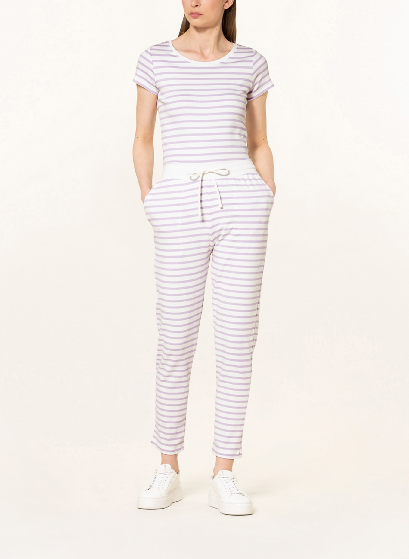 darling harbour Lounge-Hose: WEISS / HELLLILA