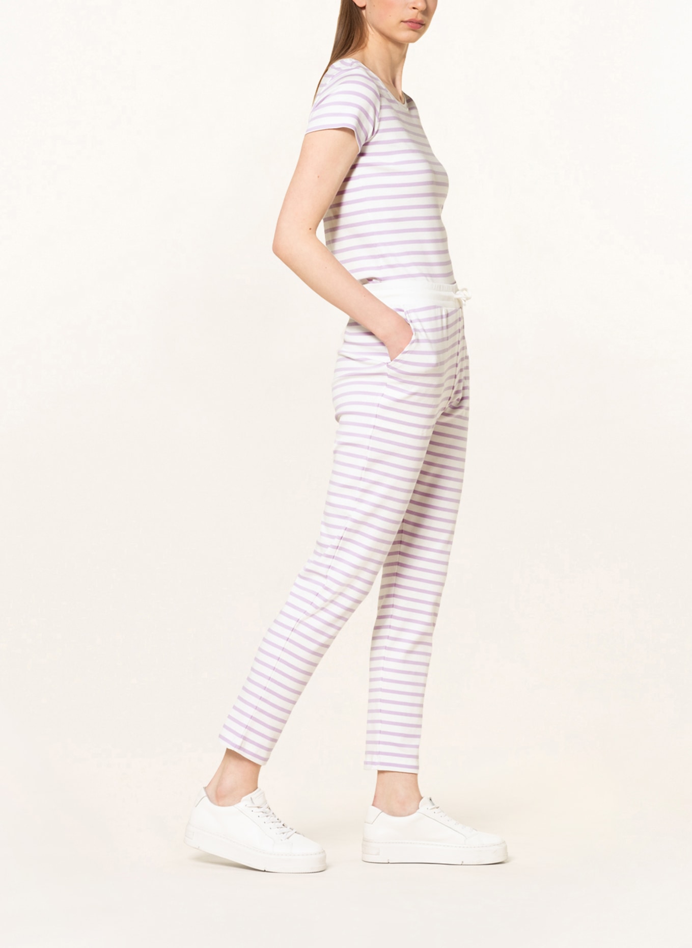 darling harbour Lounge-Hose: WEISS / HELLLILA