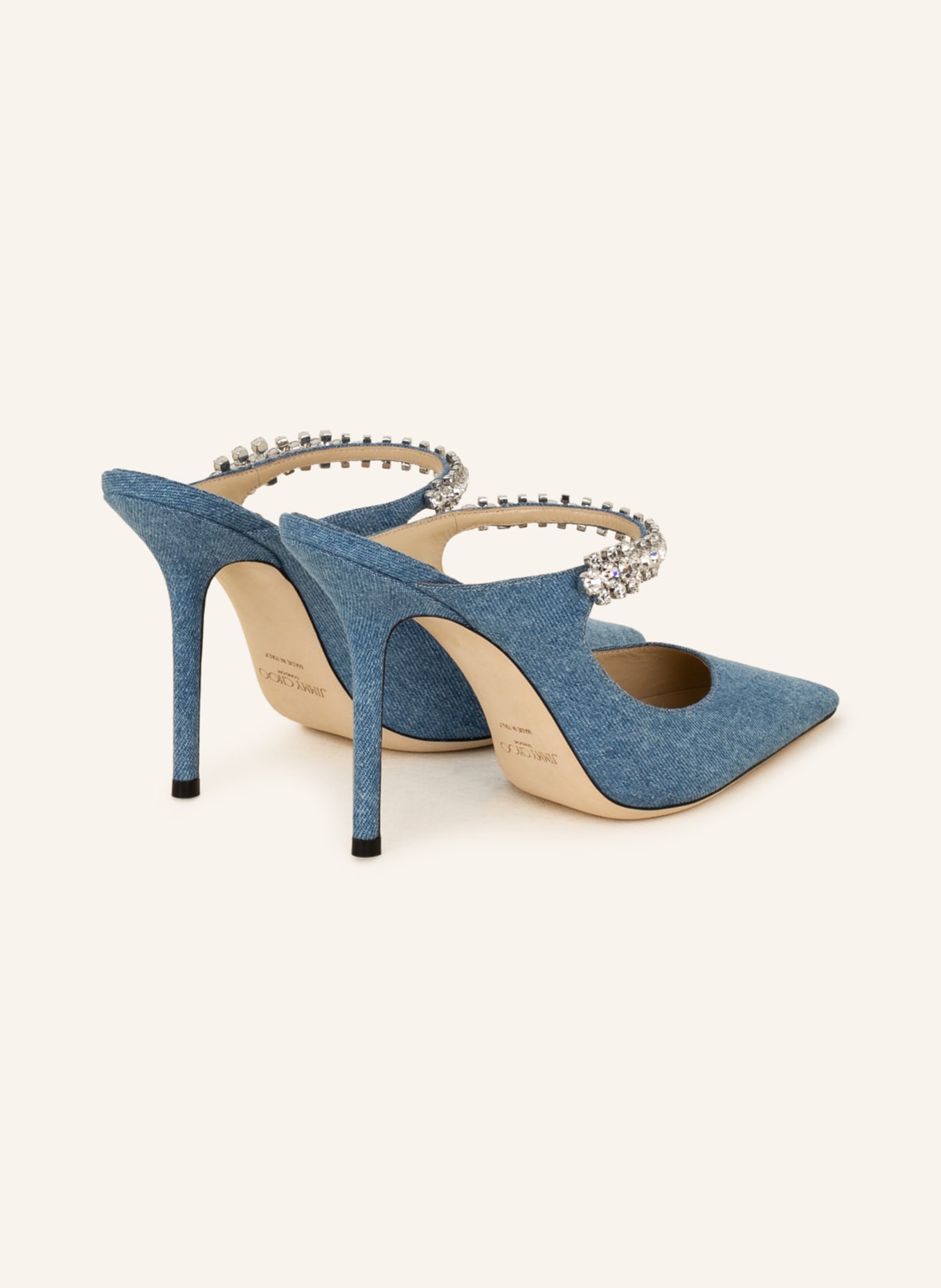 JIMMY CHOO Mules BING 100 with decorative gems, Color: BLUE (Image 2)